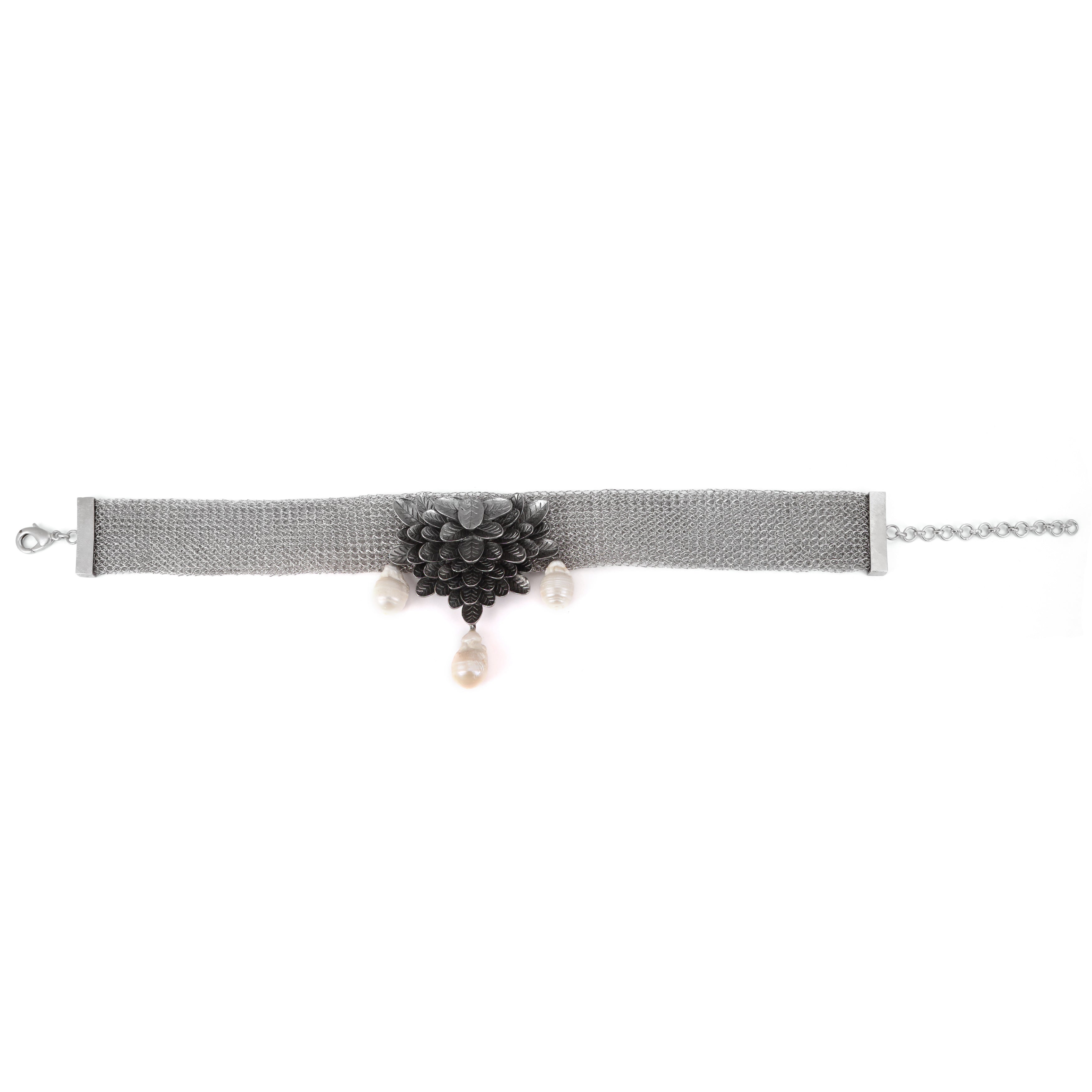 Baroque pewter handcrafted choker