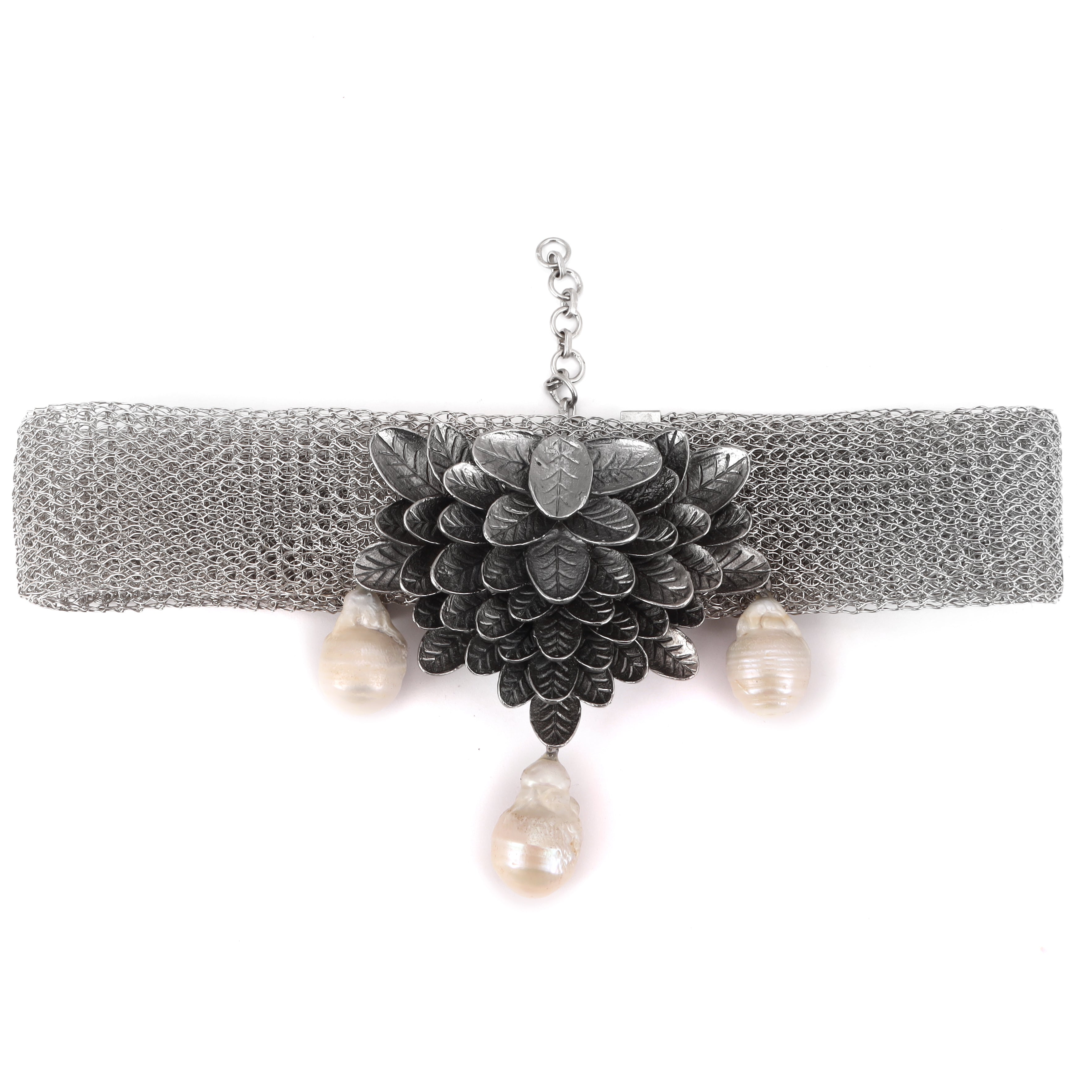 Baroque pewter handcrafted choker