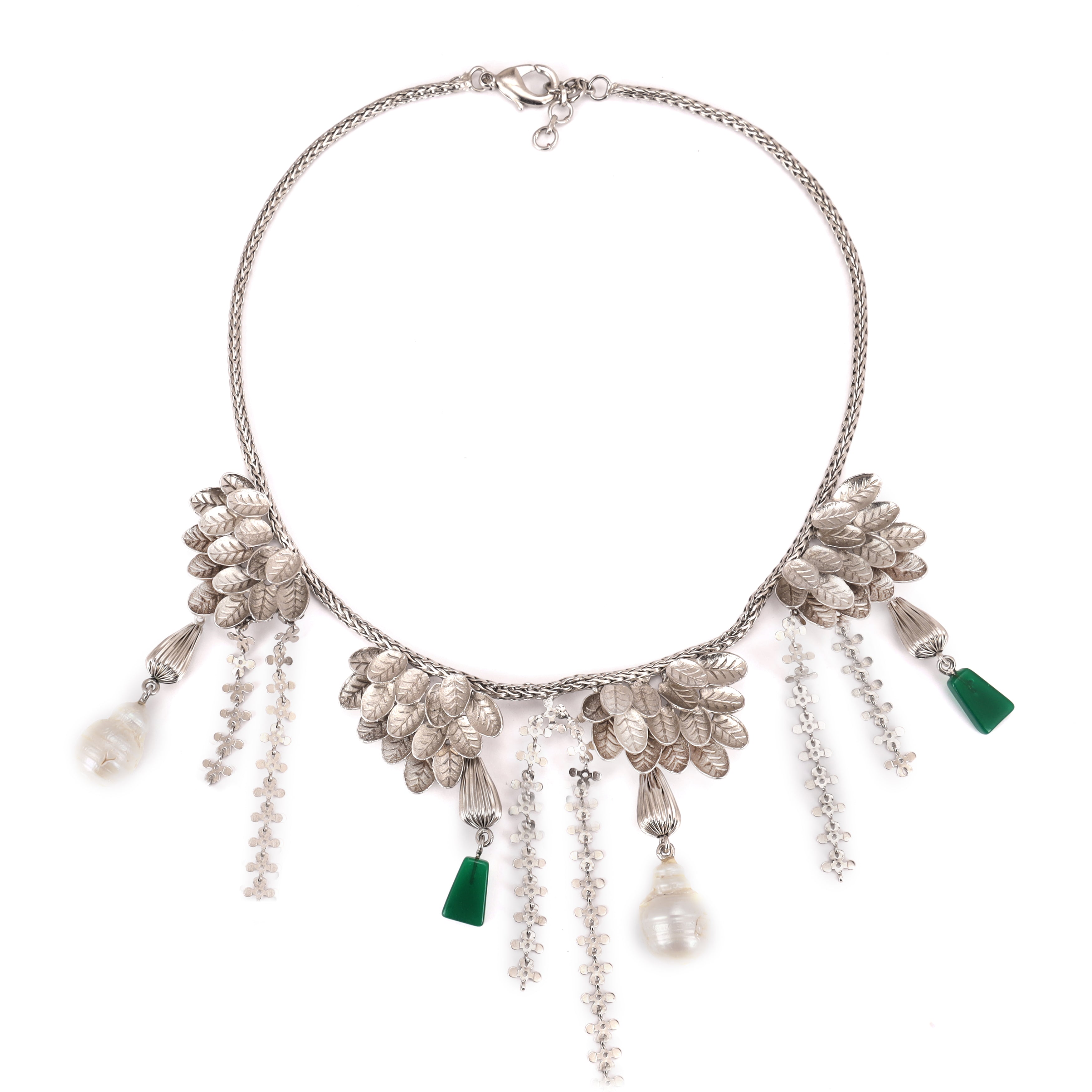 Forest flower silver neckpiece