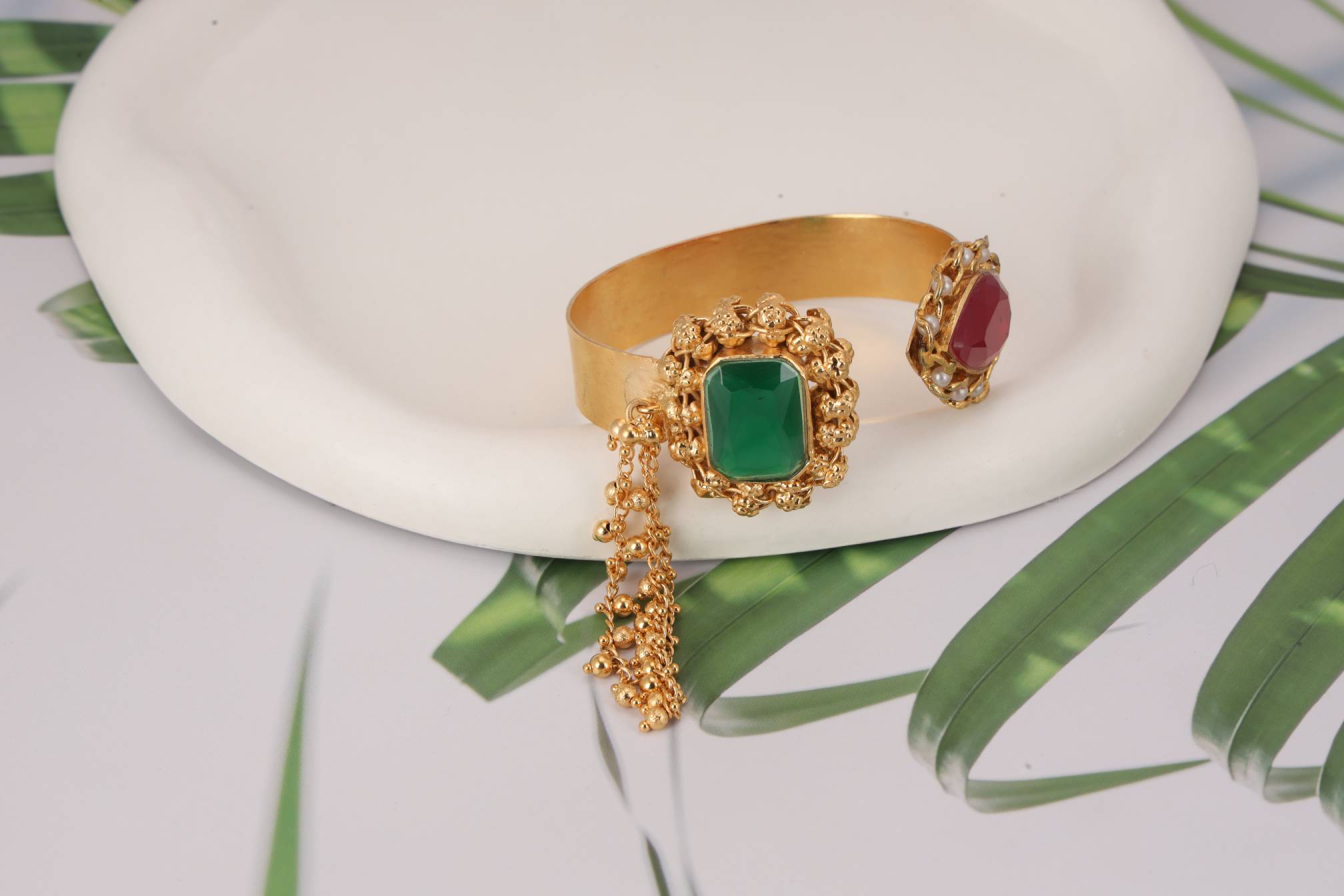 Emerald crimson elegance handcrafted bracelet