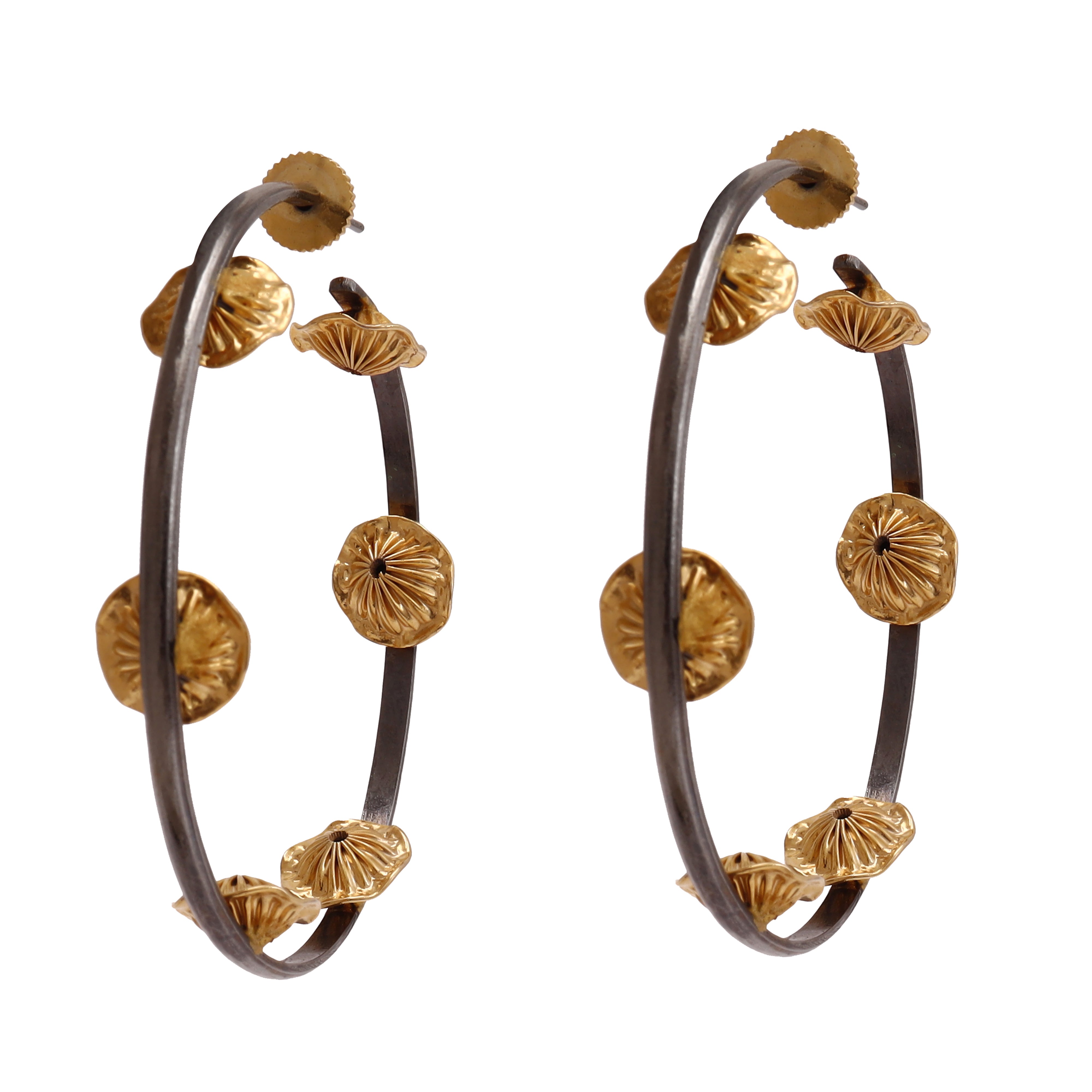 Serenity black and gold hoop earrings