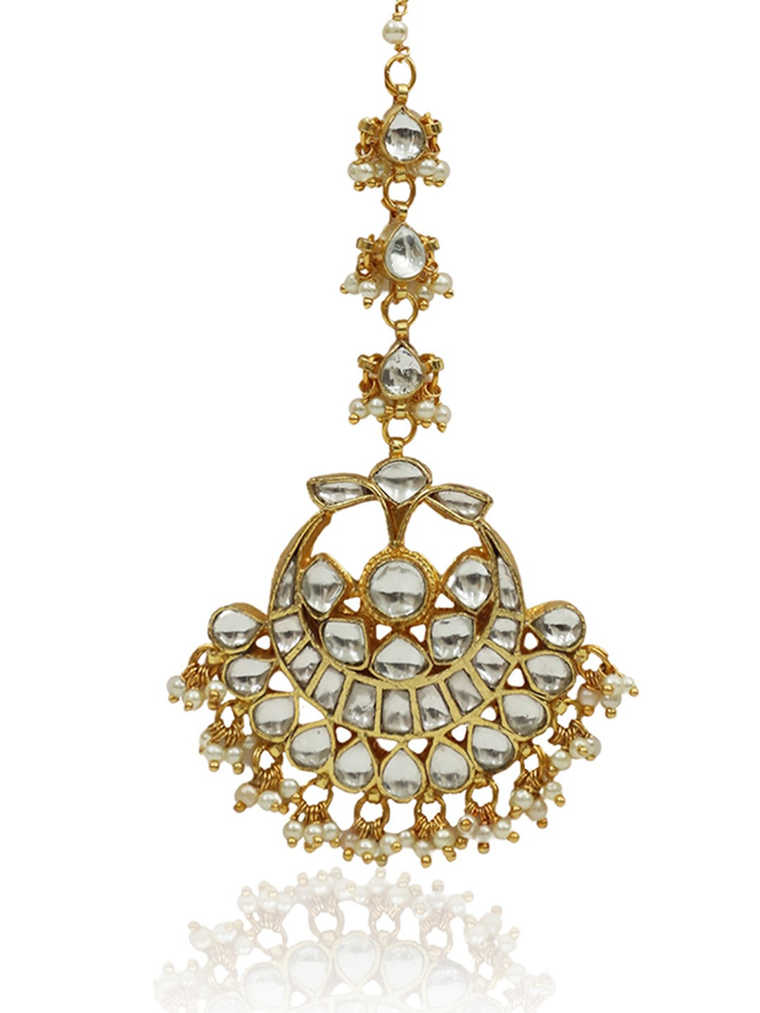 Wedding Wear White Gold Plated Maangtikka