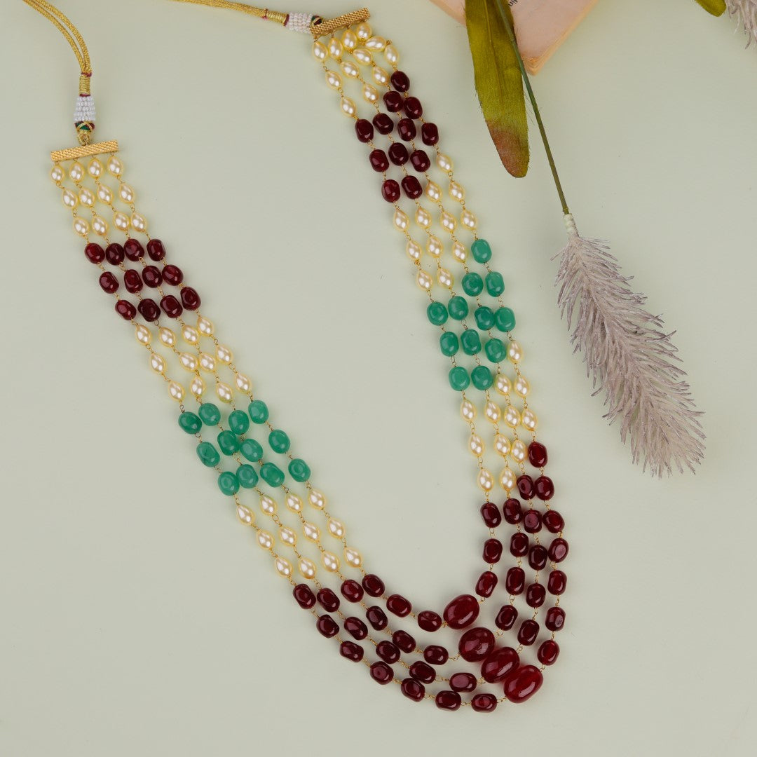 Multicolour Semiprecious Jade Stone Beads Necklace For Women