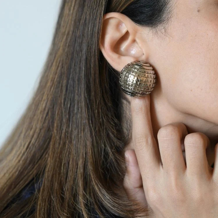 Silver Disco Ball Studs