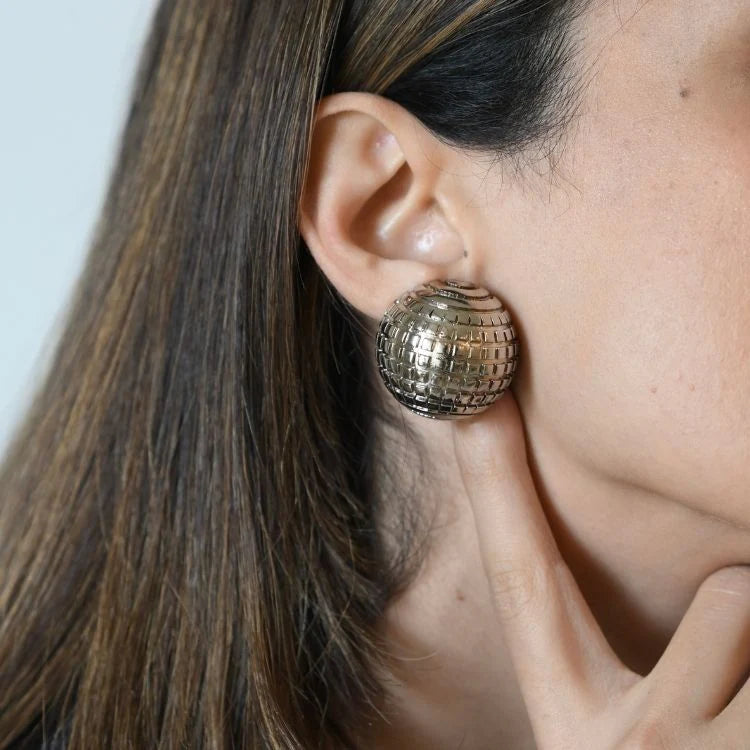 Silver Disco Ball Studs