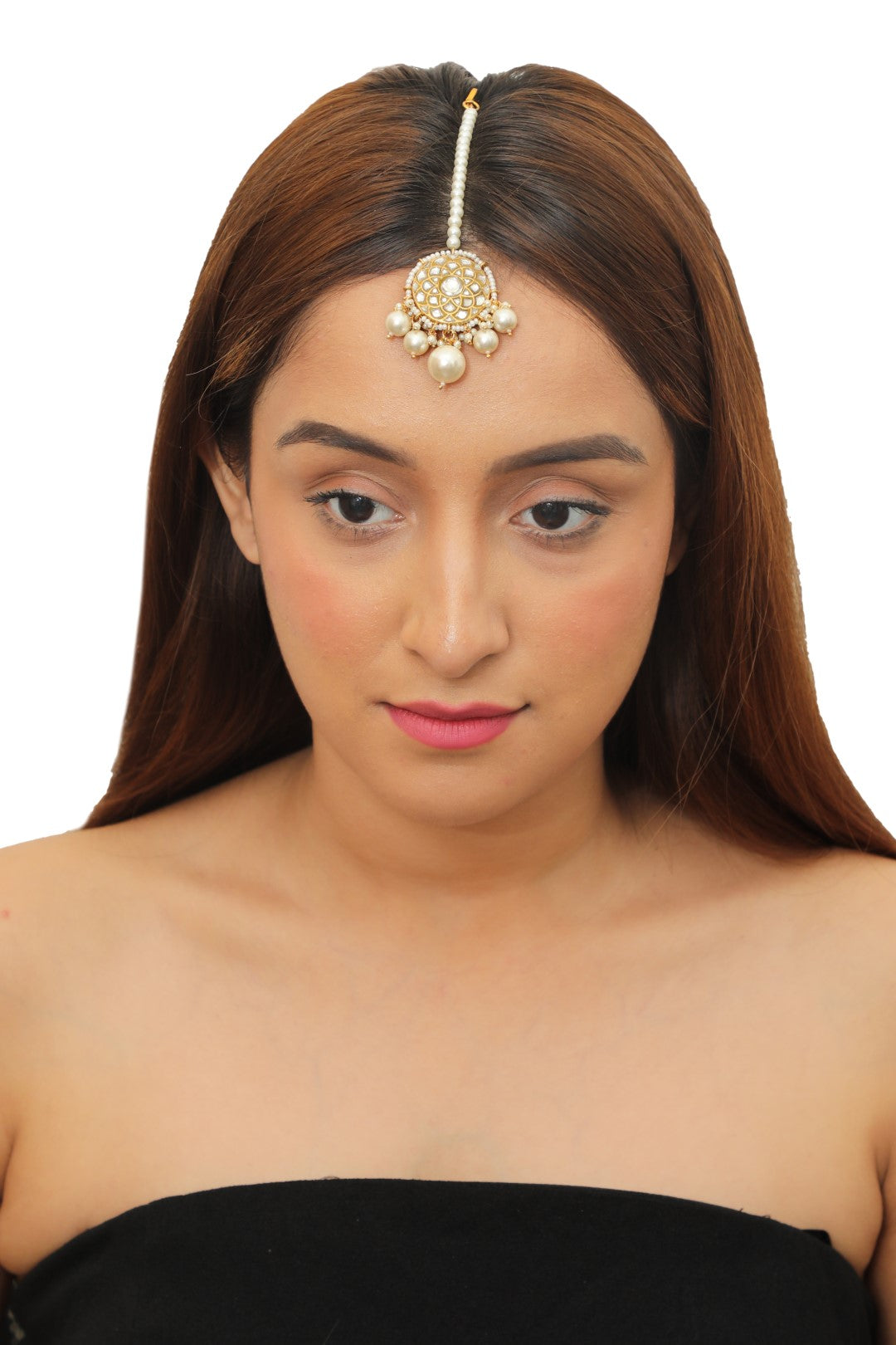 White Pearl Beaded Small Tikka