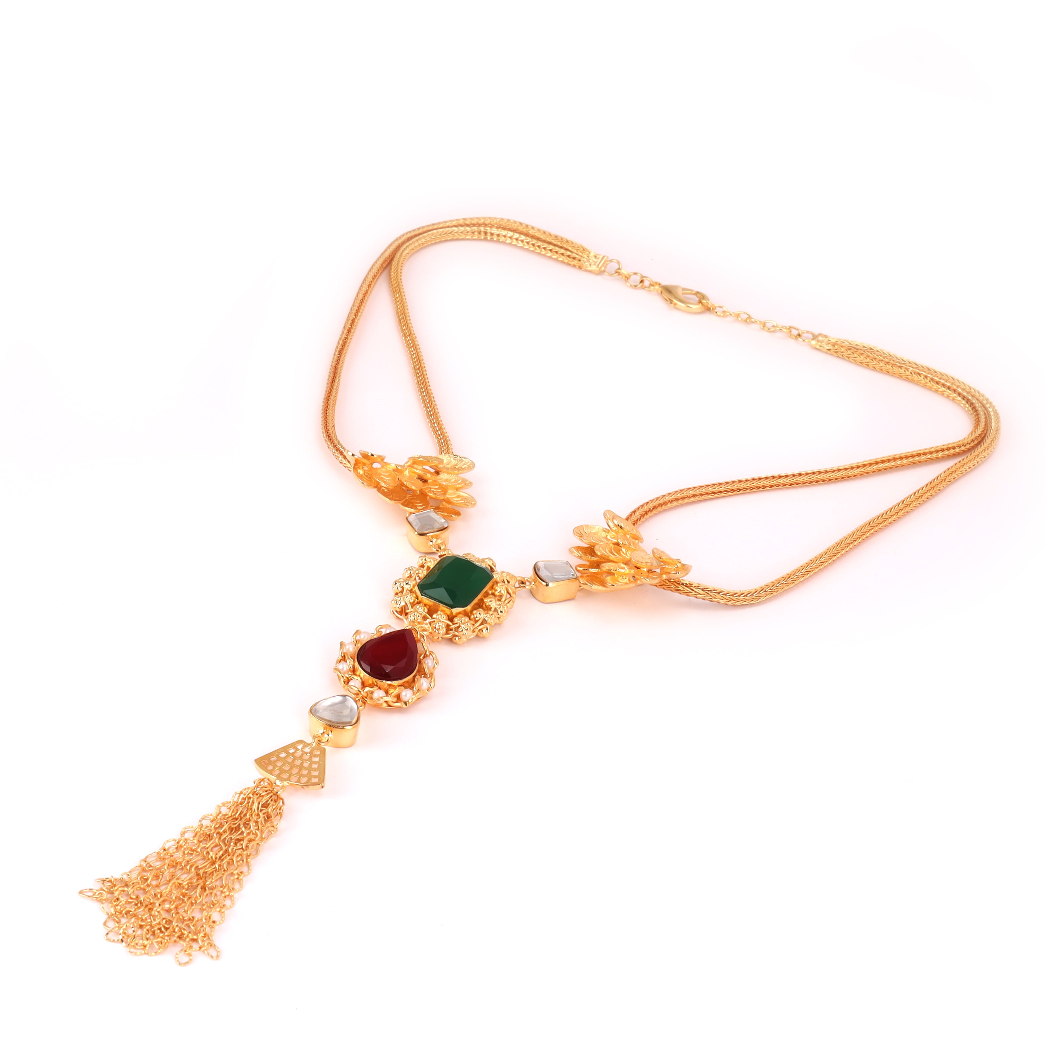 Emerald crimson elegance handcrafted necklace