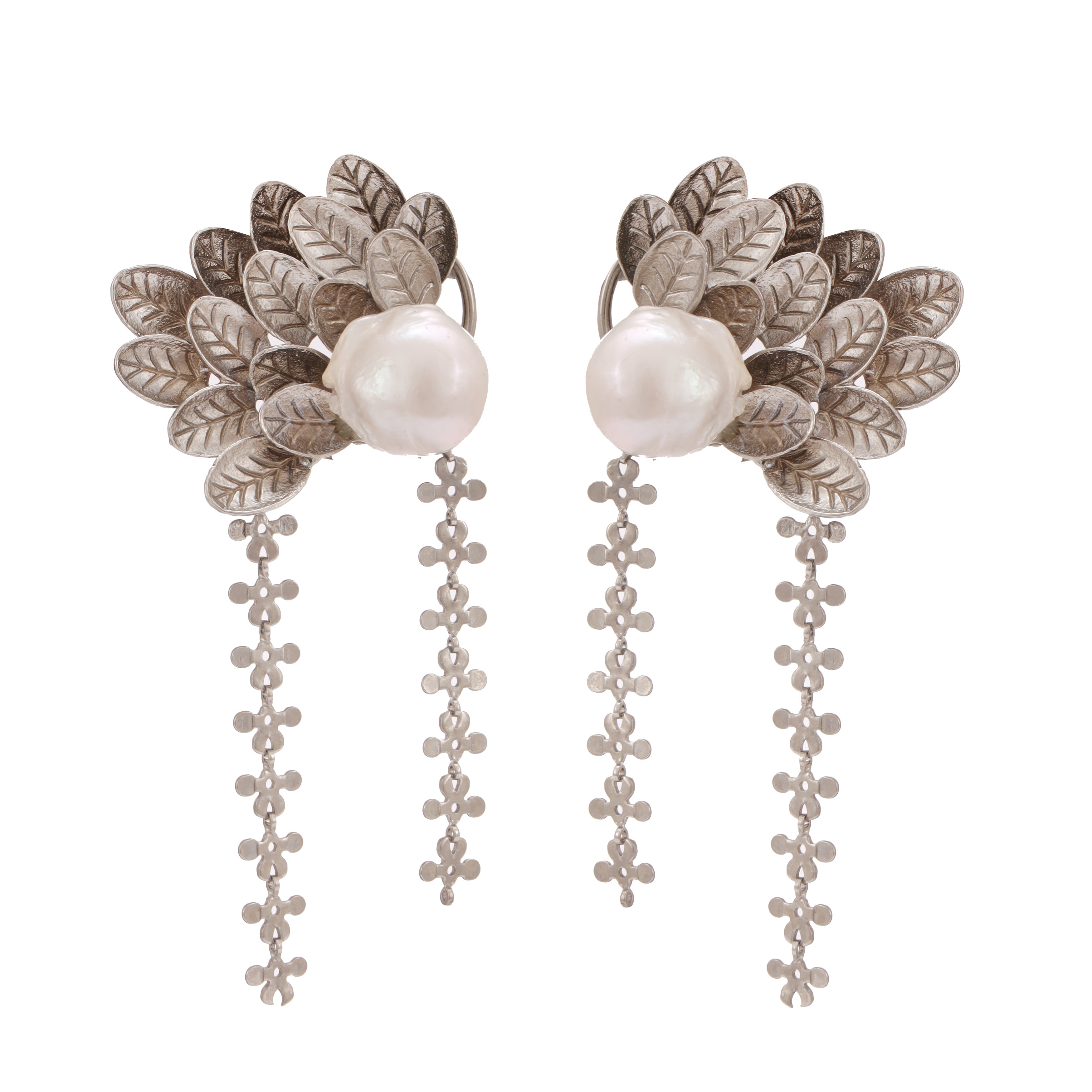 Baroque beauty silver earrings