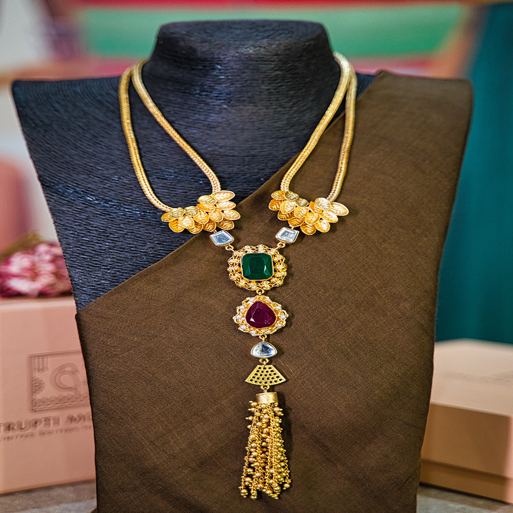 Emerald crimson elegance handcrafted necklace