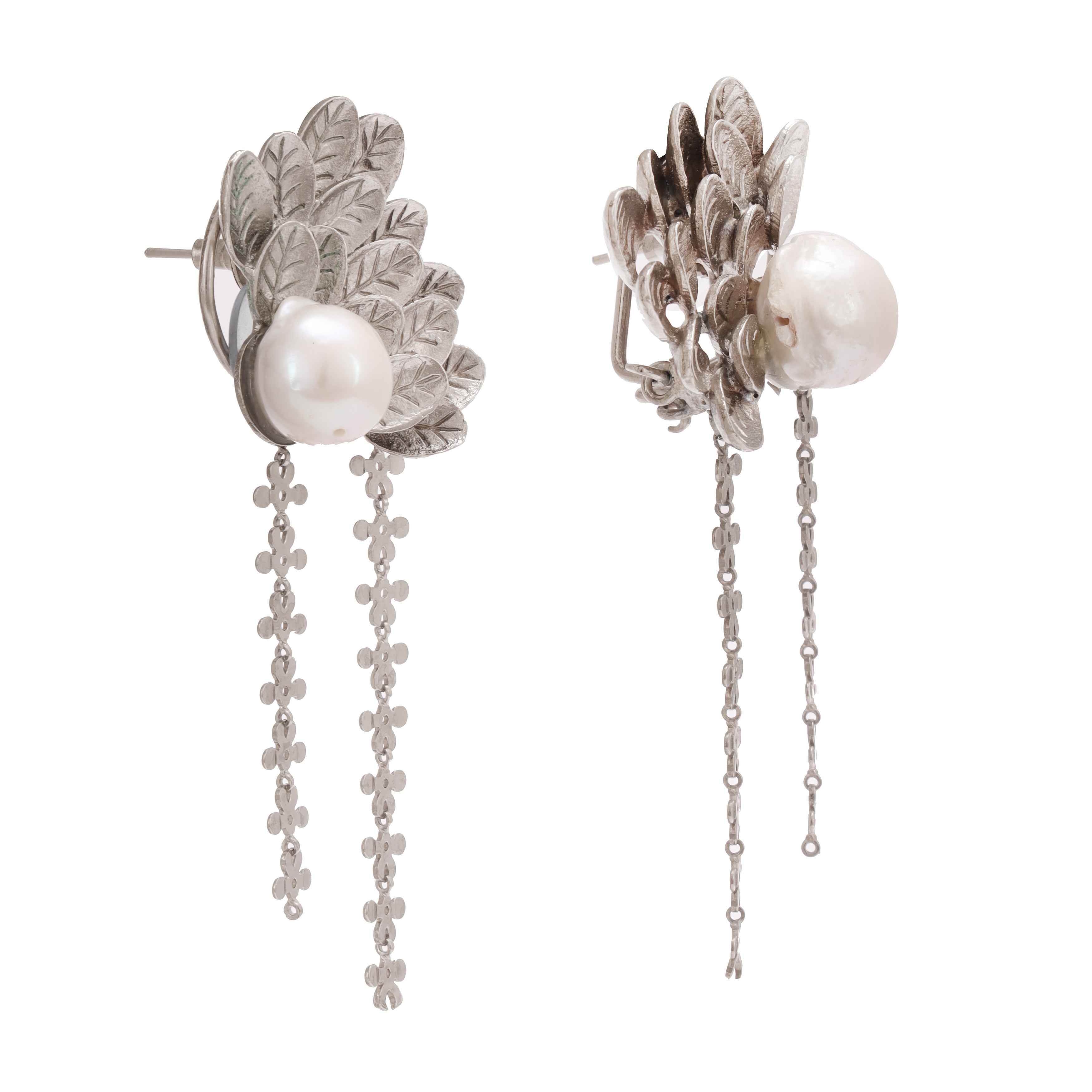 Baroque beauty silver earrings