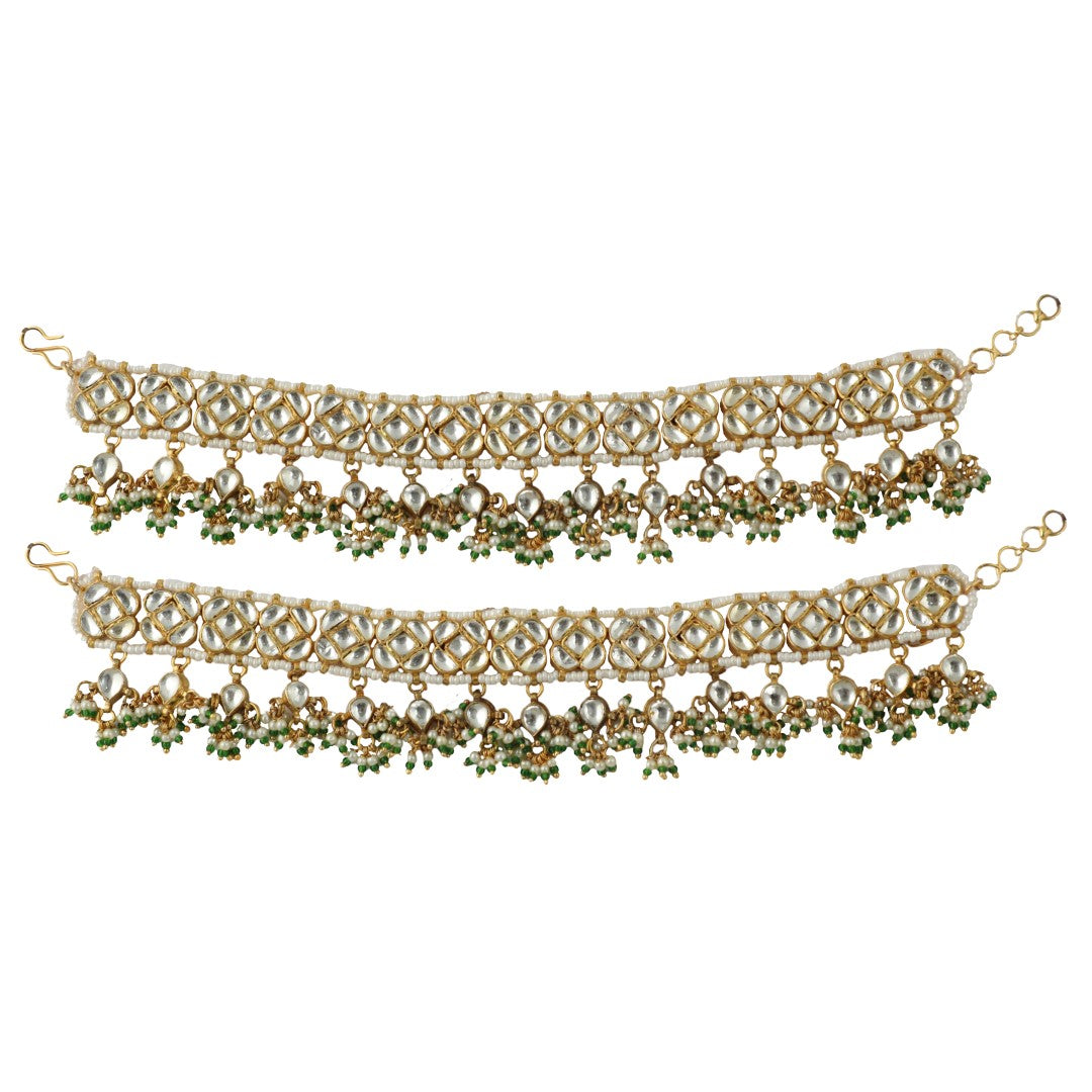 Green & White Payal (Pair)