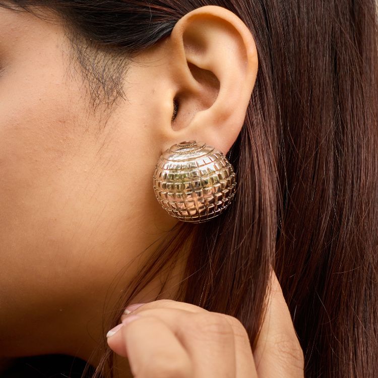 Silver Disco Ball Studs