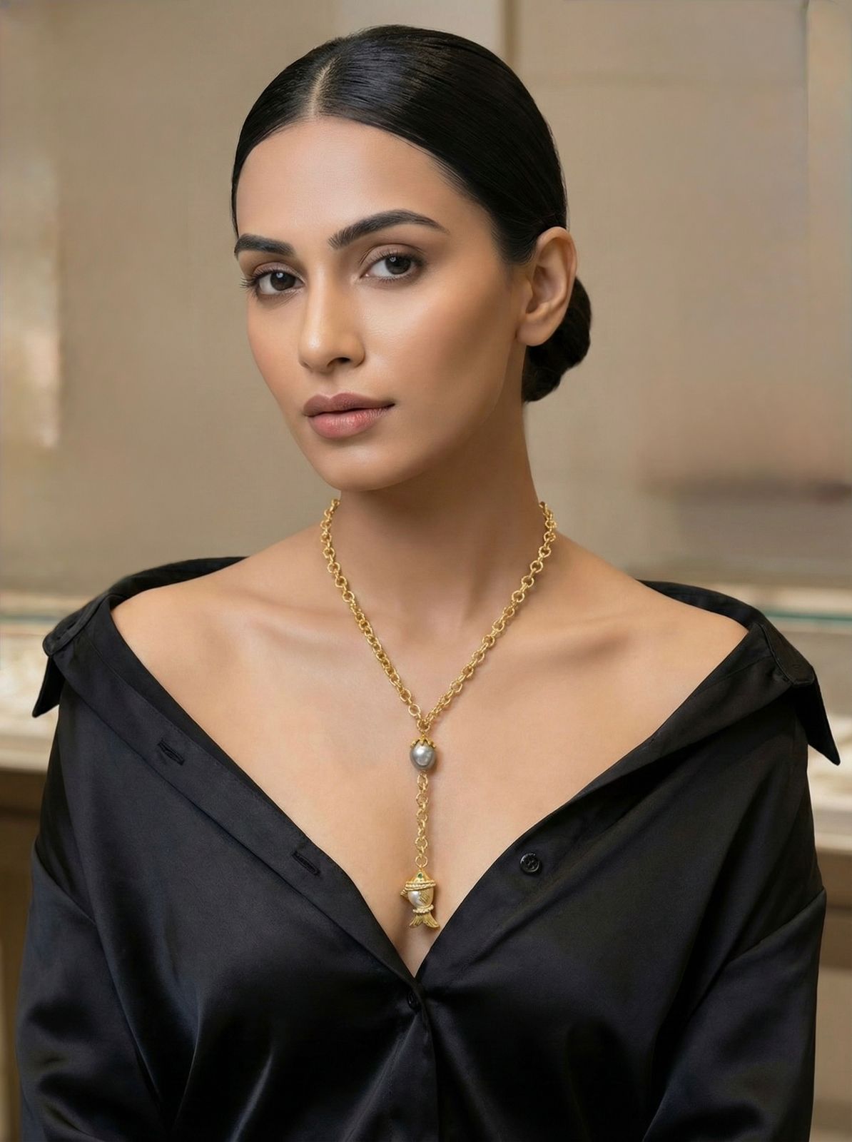 Celestial Pearl drop necklace