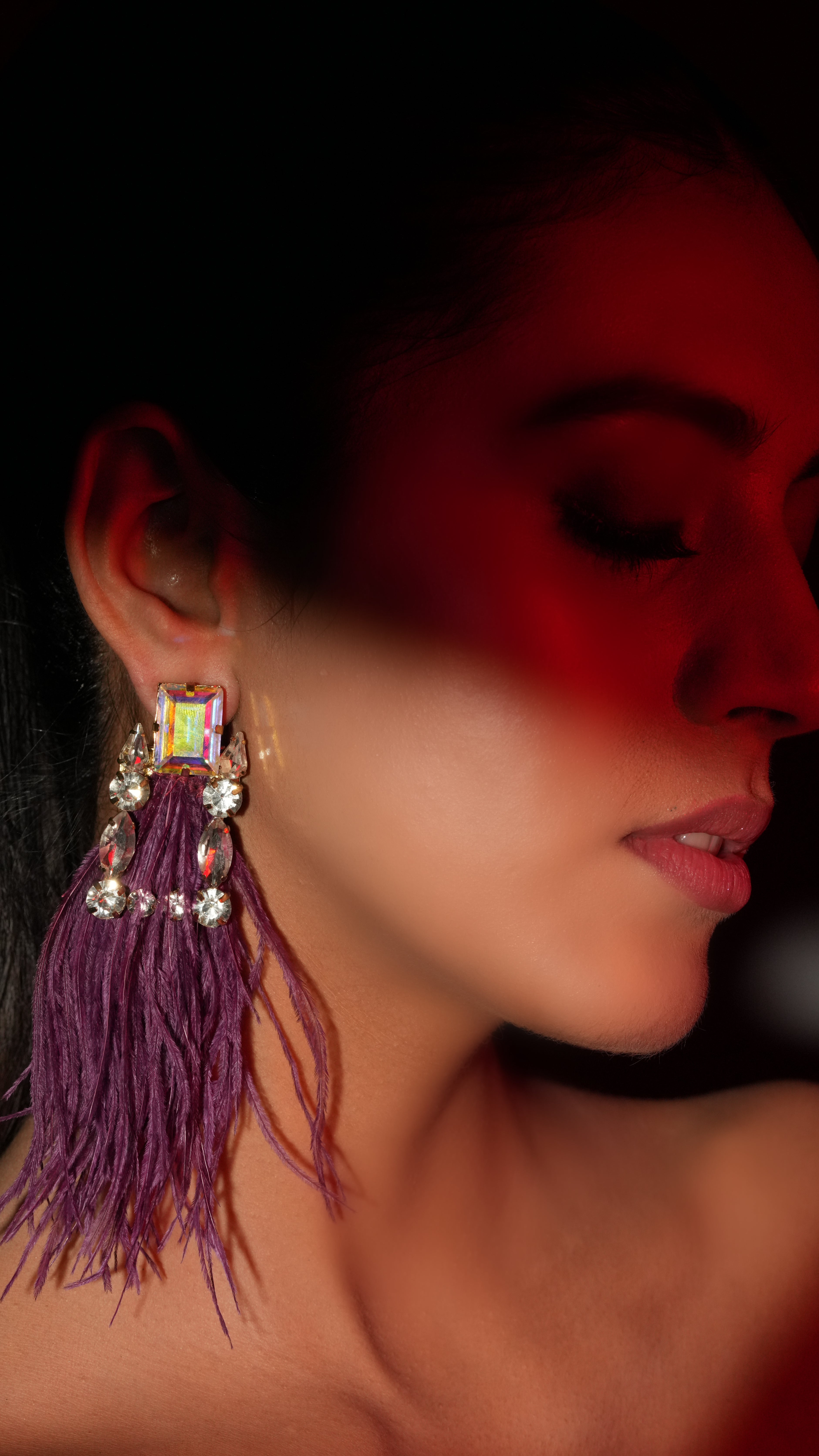 Plum Feather Earrings