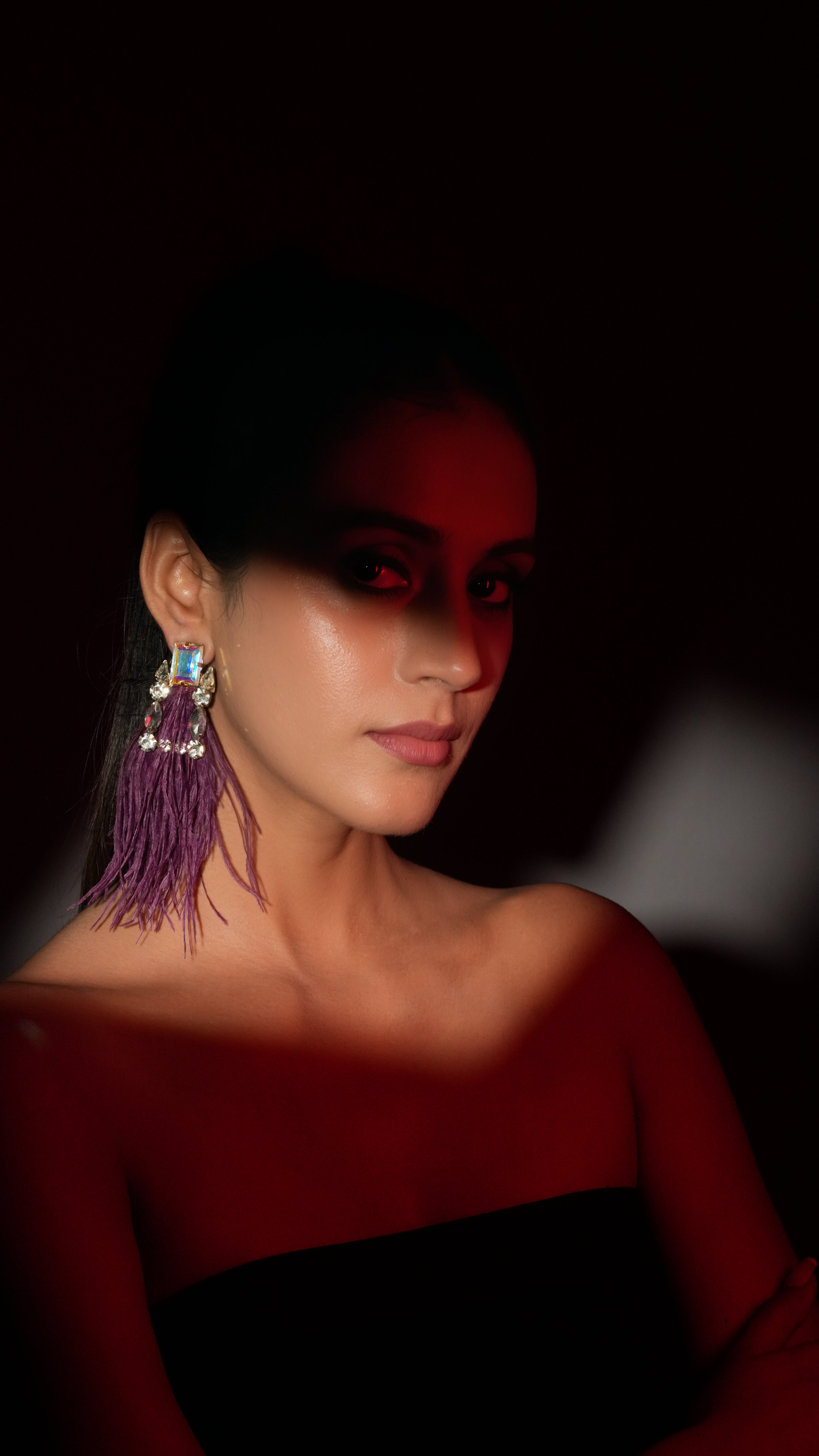 Plum Feather Earrings