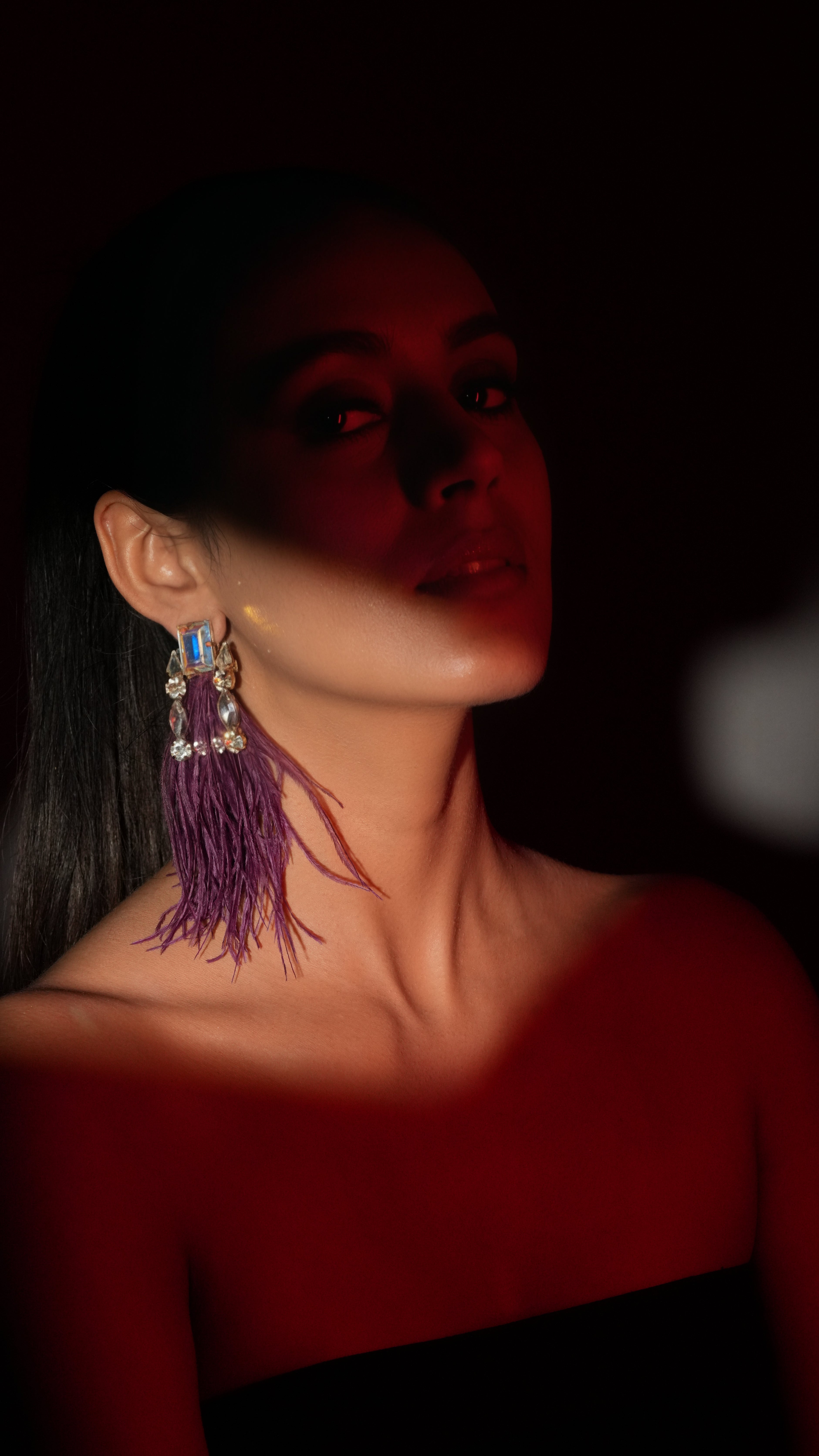 Plum Feather Earrings