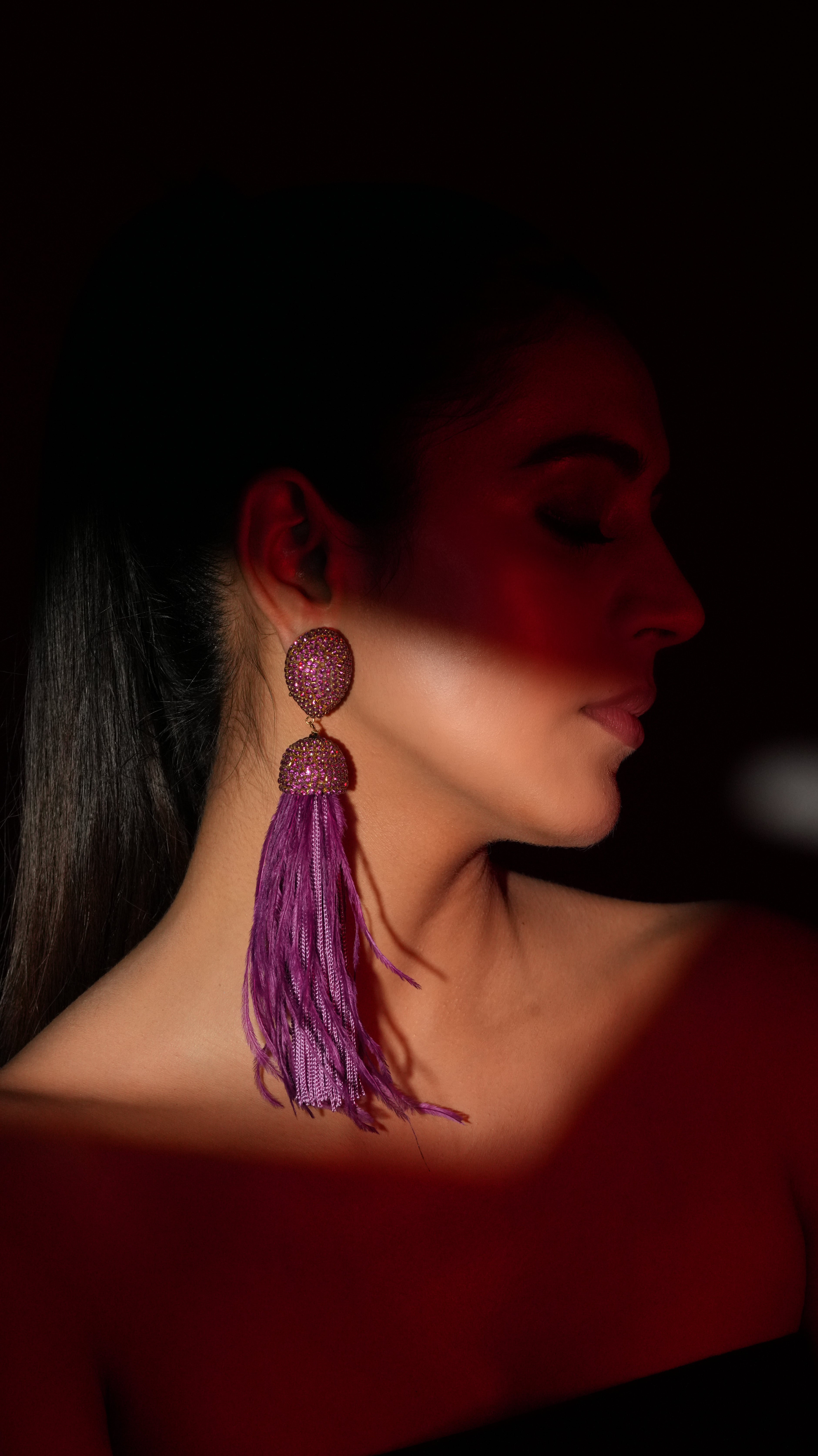 Purple Feather Earrings