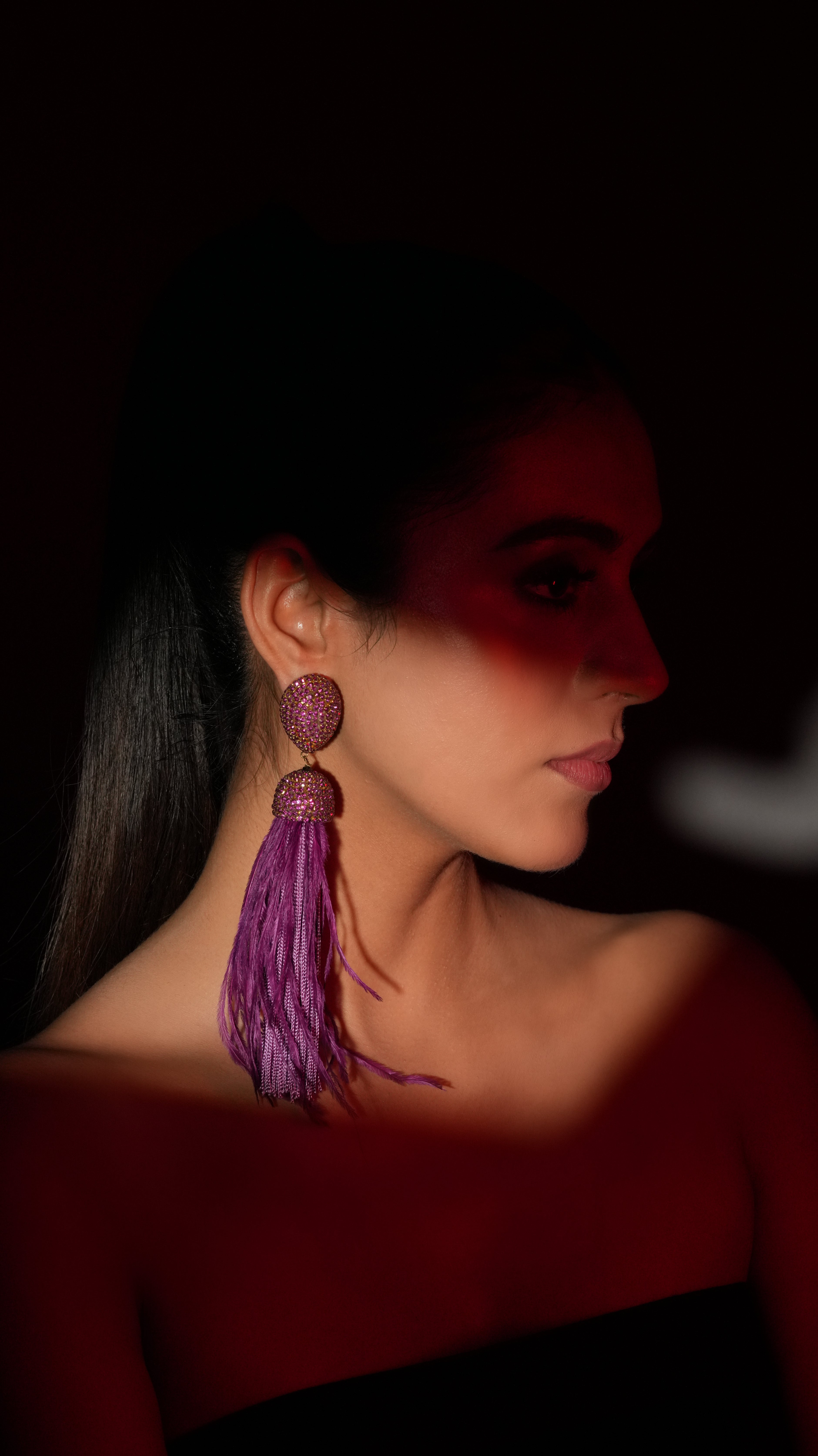 Purple Feather Earrings