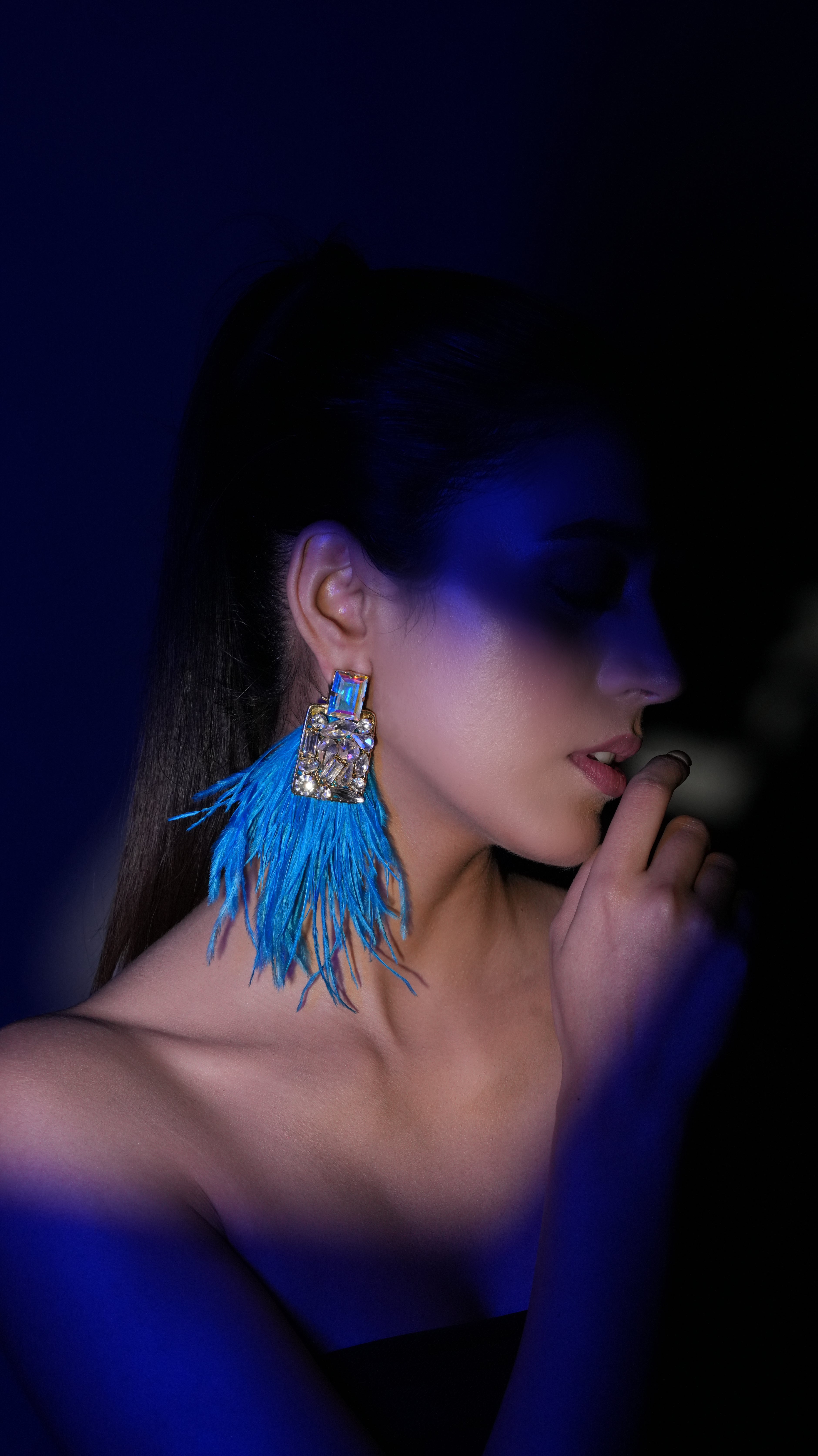 Blaze Blue Feather Earrings