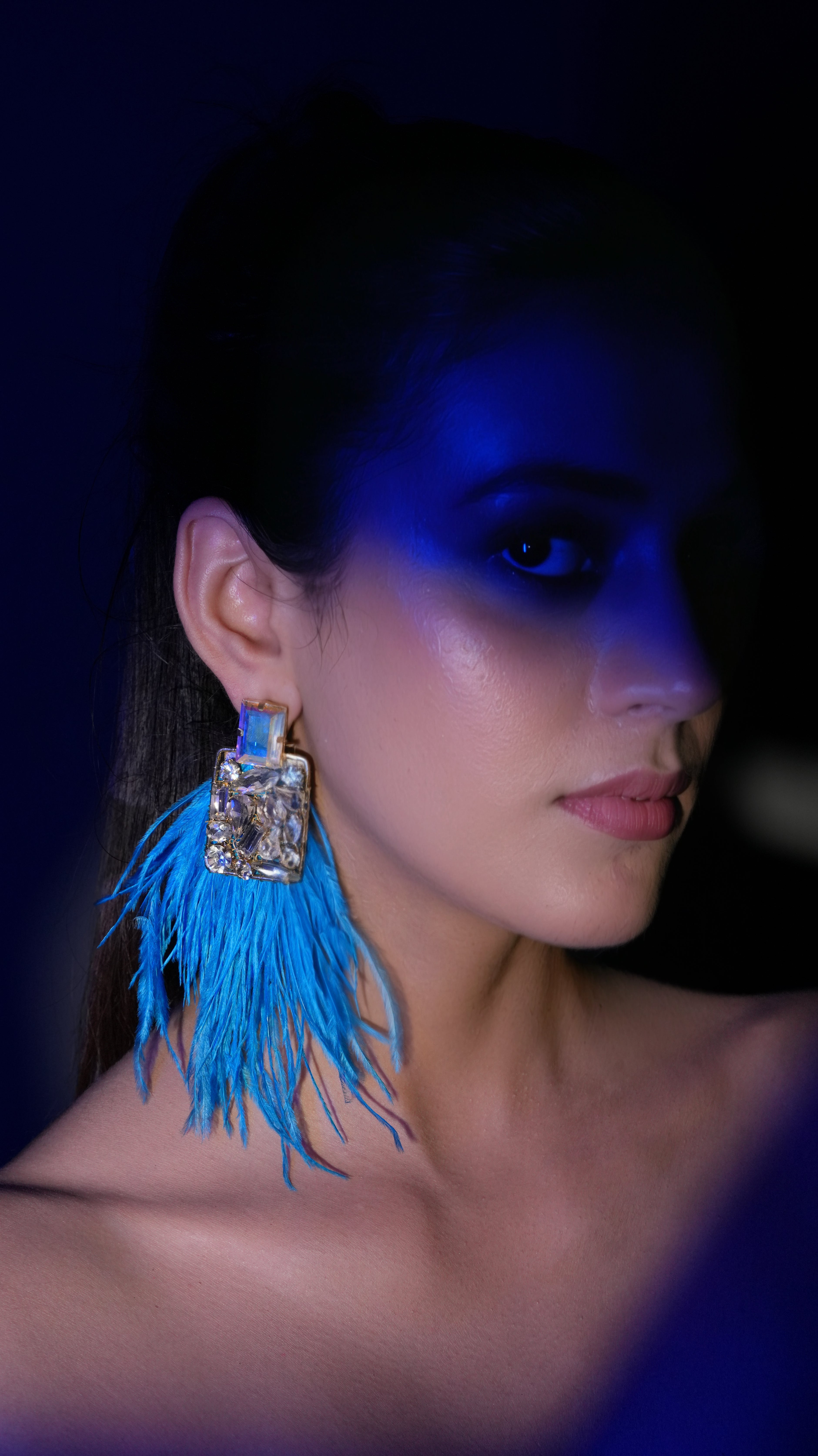 Blaze Blue Feather Earrings