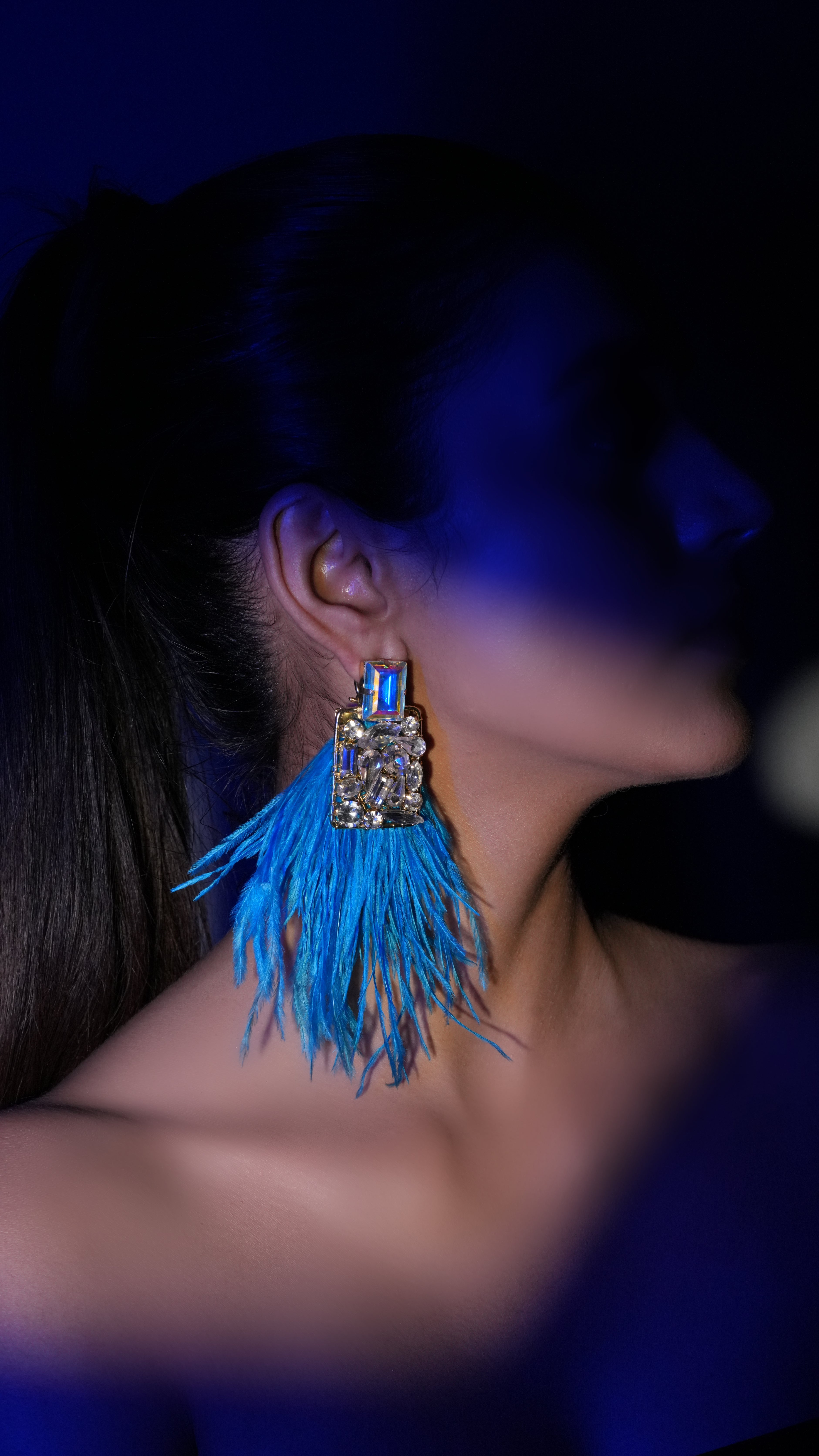 Blaze Blue Feather Earrings
