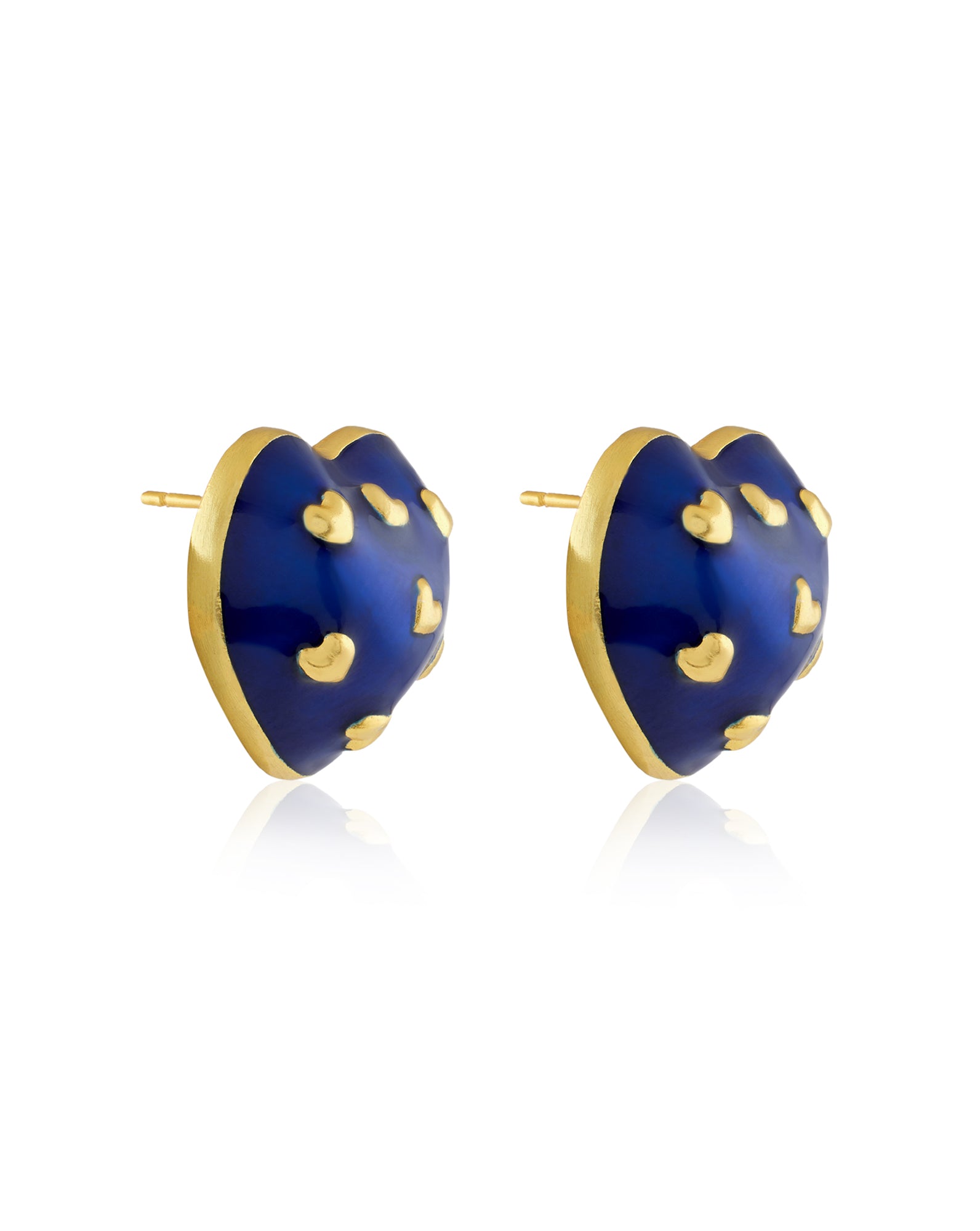 Amour Enamel Heart Studs (Blue)
