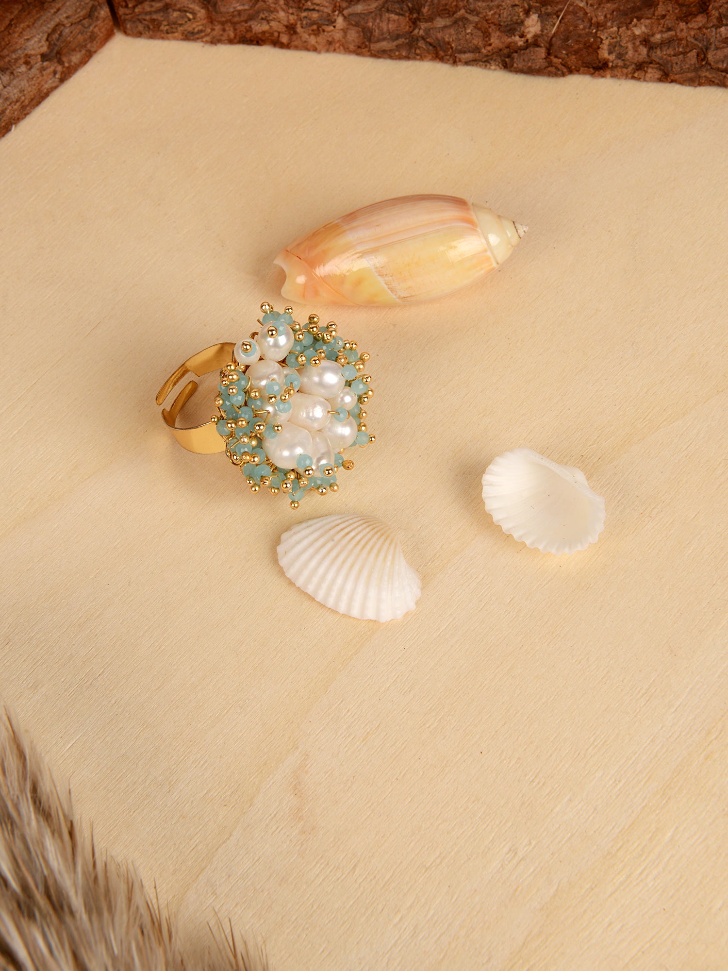 Sky blue and white pearl studs for a stylish look