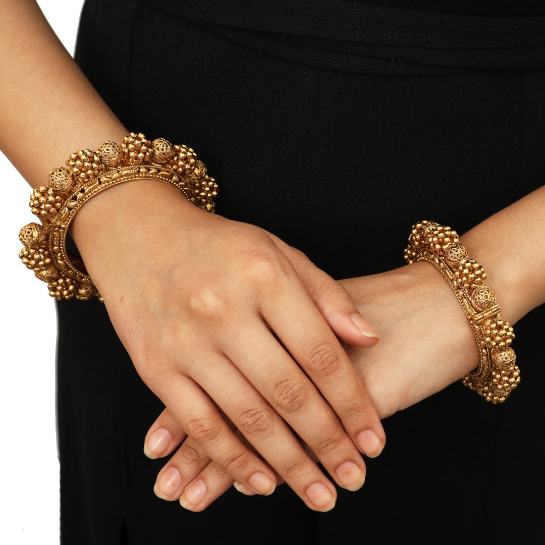 Golden Gajara Bangles ( Pair )
