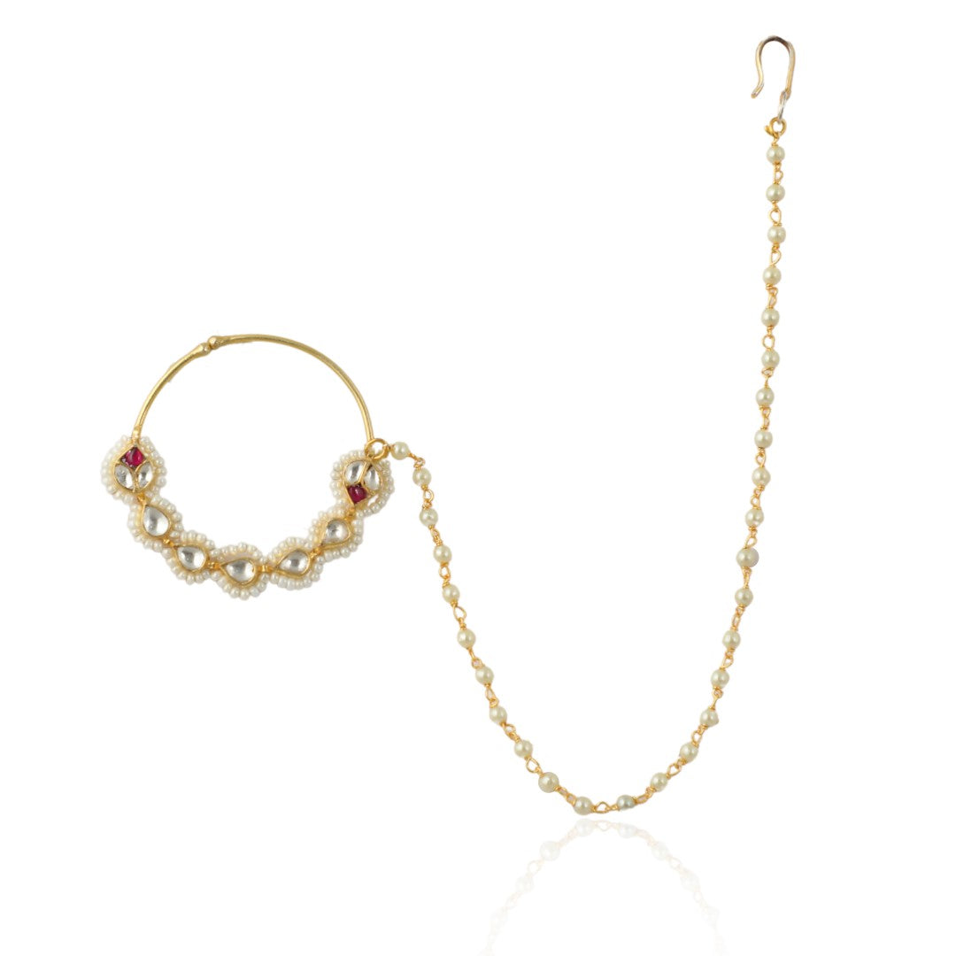 Pink & Green Gold Plated Nath