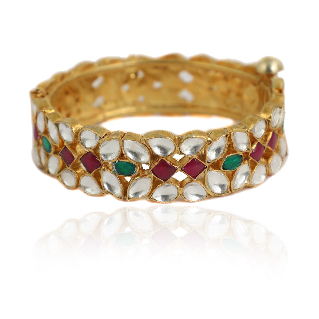 Pink & Green Jadau Bangles(Single Pc)