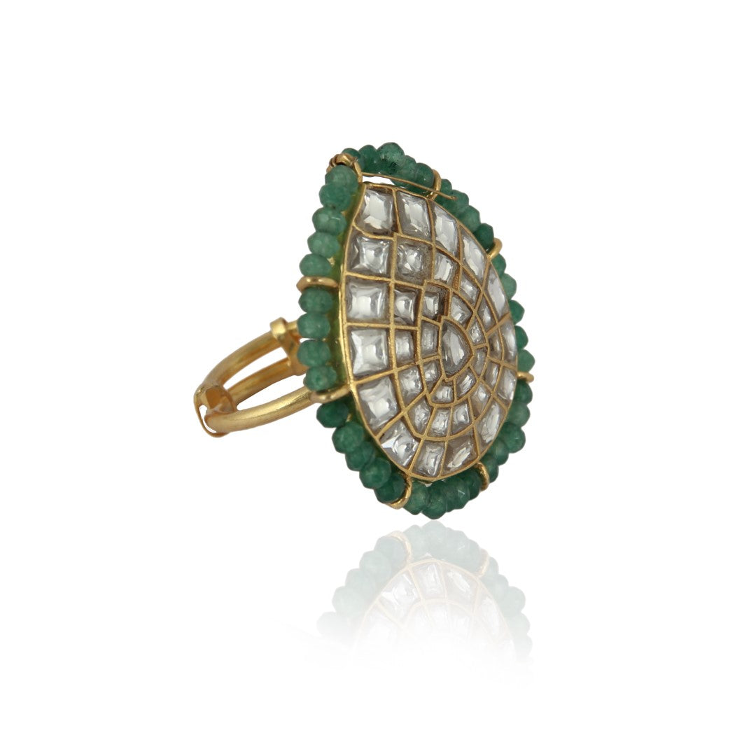 Riana Gold Plated Sea Green Ring