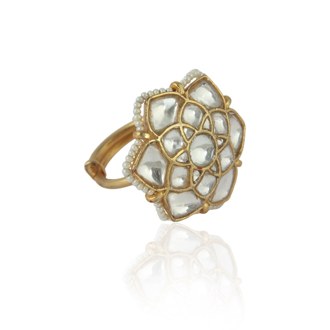 White Small Floral Ring