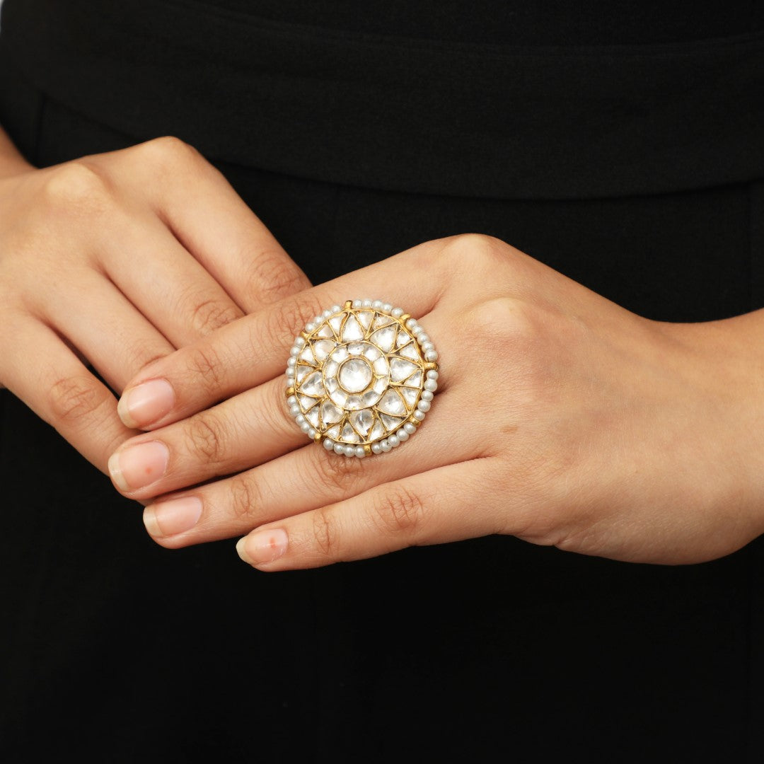 White Jadau Ring