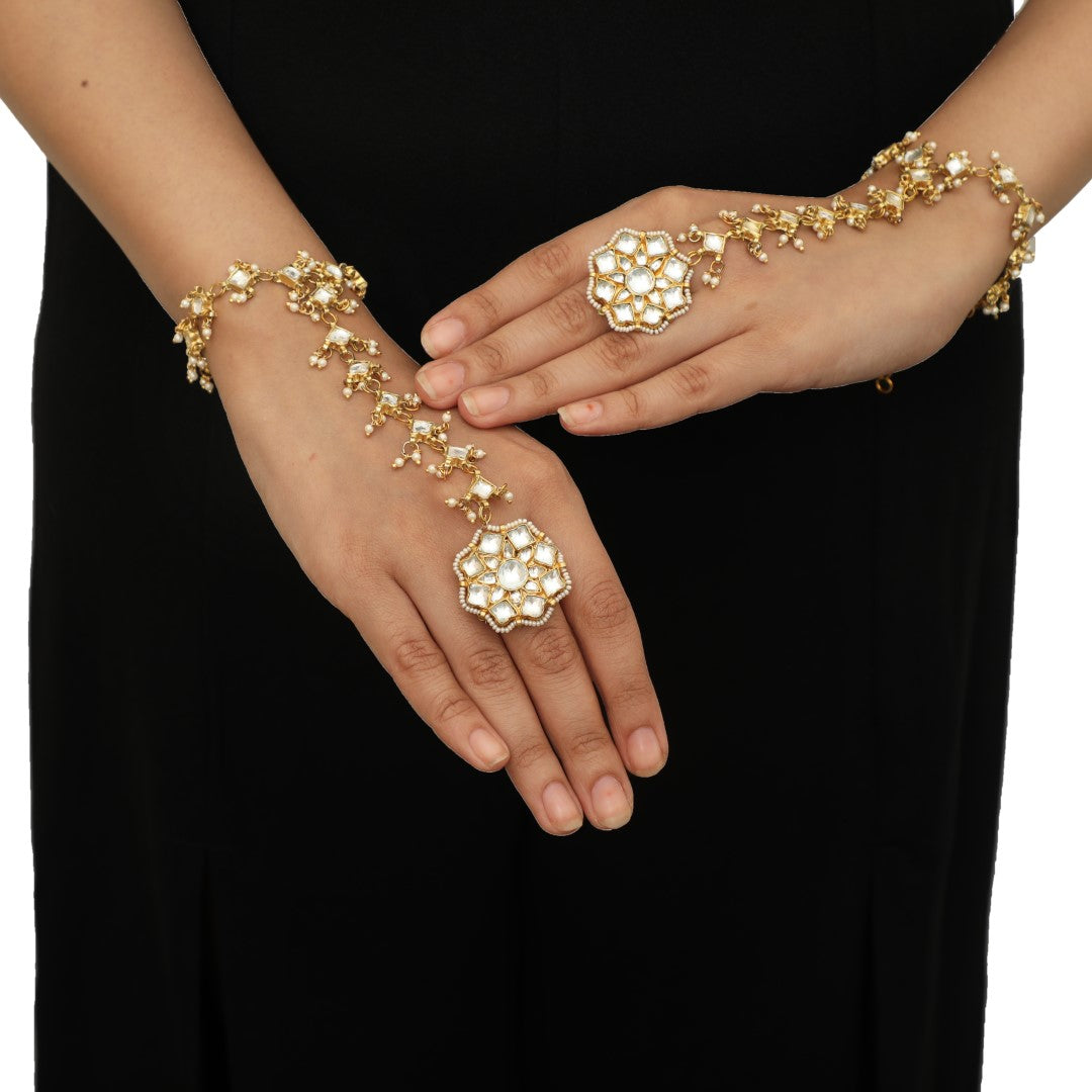 Floral Design Gold Plated Hathphool