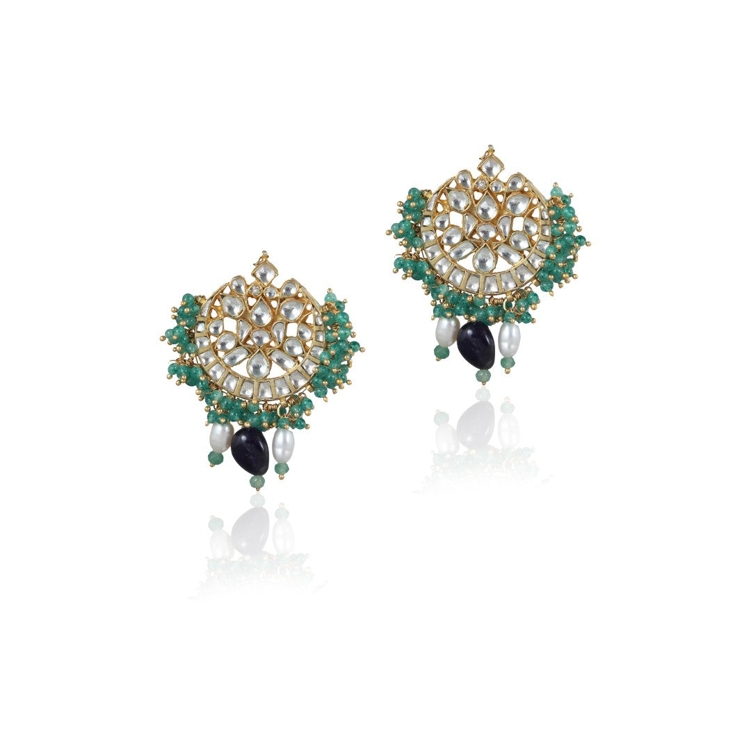 Purple Jadau Choker With Earrings