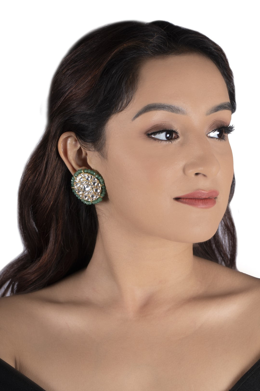 22Kt Gold Plated Meenakri Sea Green Necklace Set