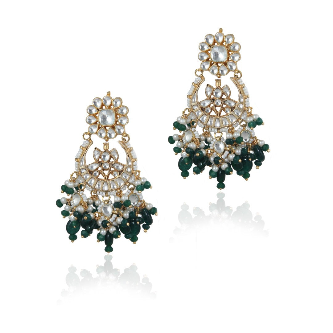 Sea Green Studs With Purple Beads