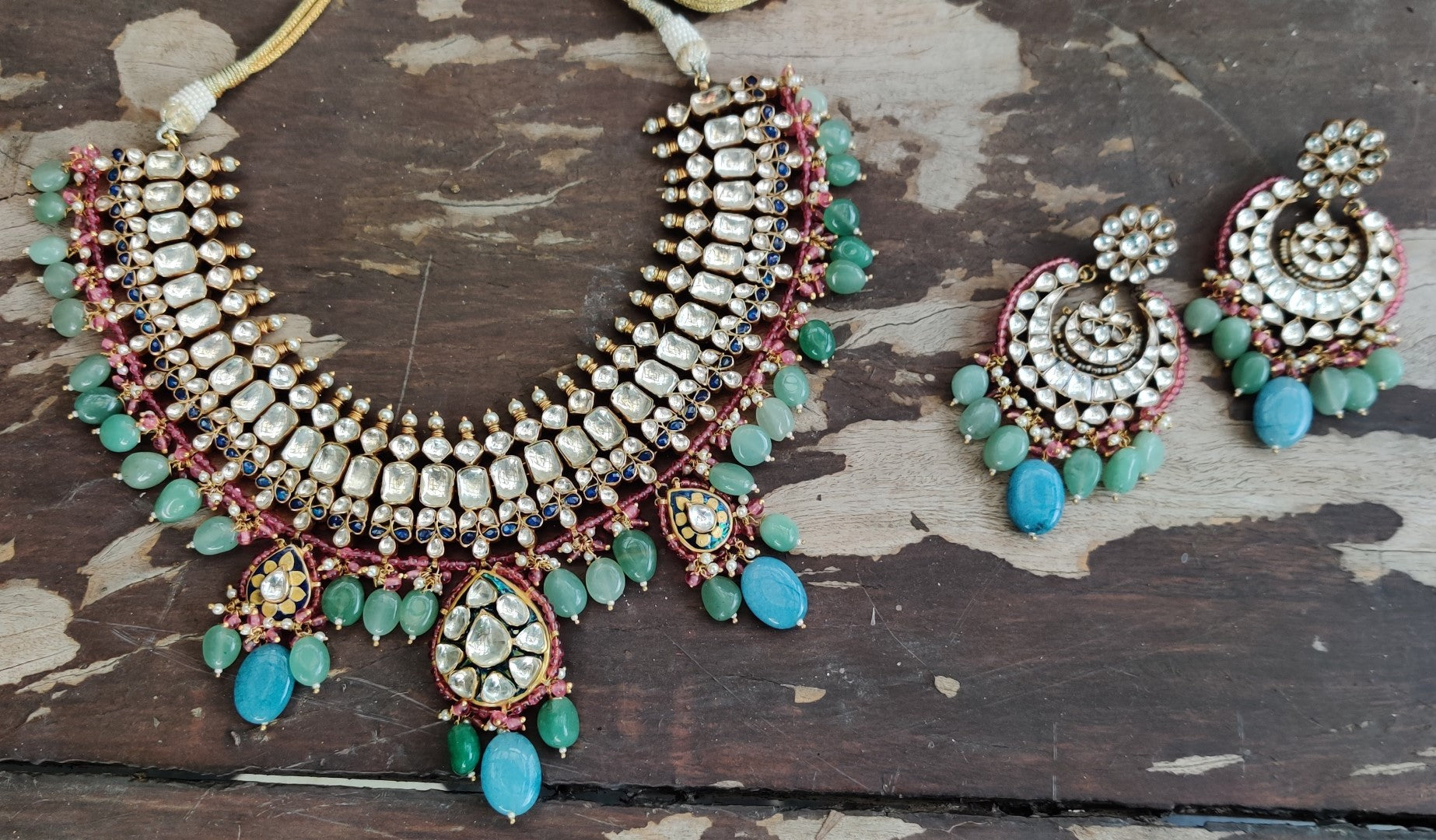 Sea Green And Pestle Blue Necklace Set