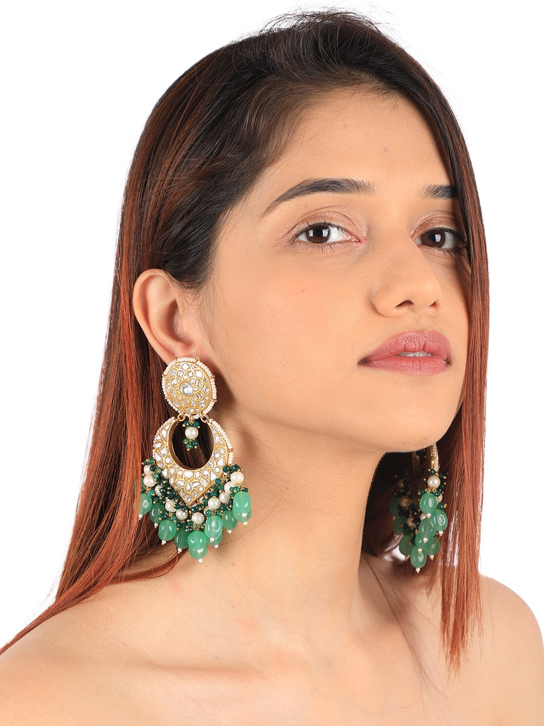 Green gold plated choker necklace set
