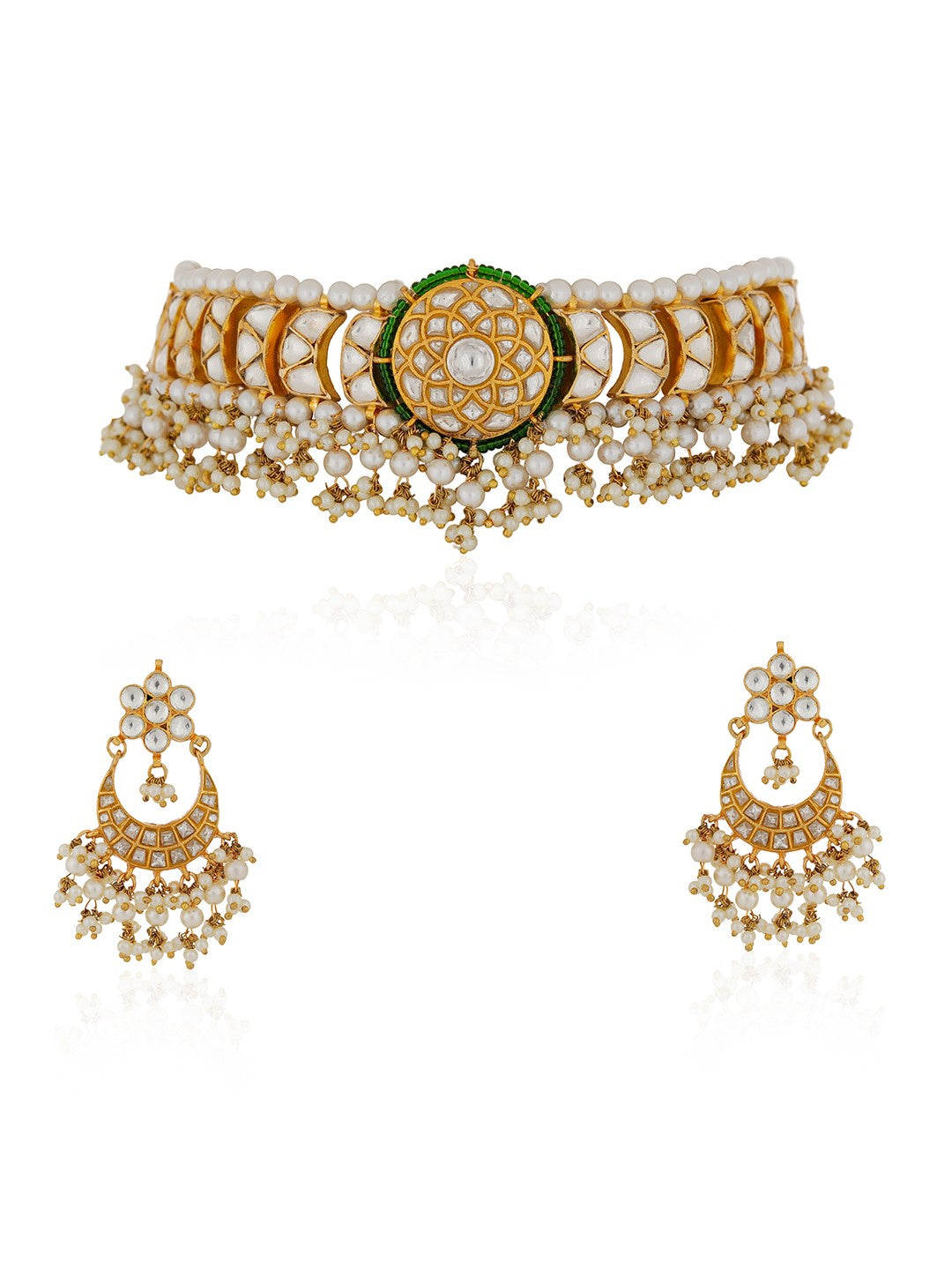 Festive wear riana green white choker set