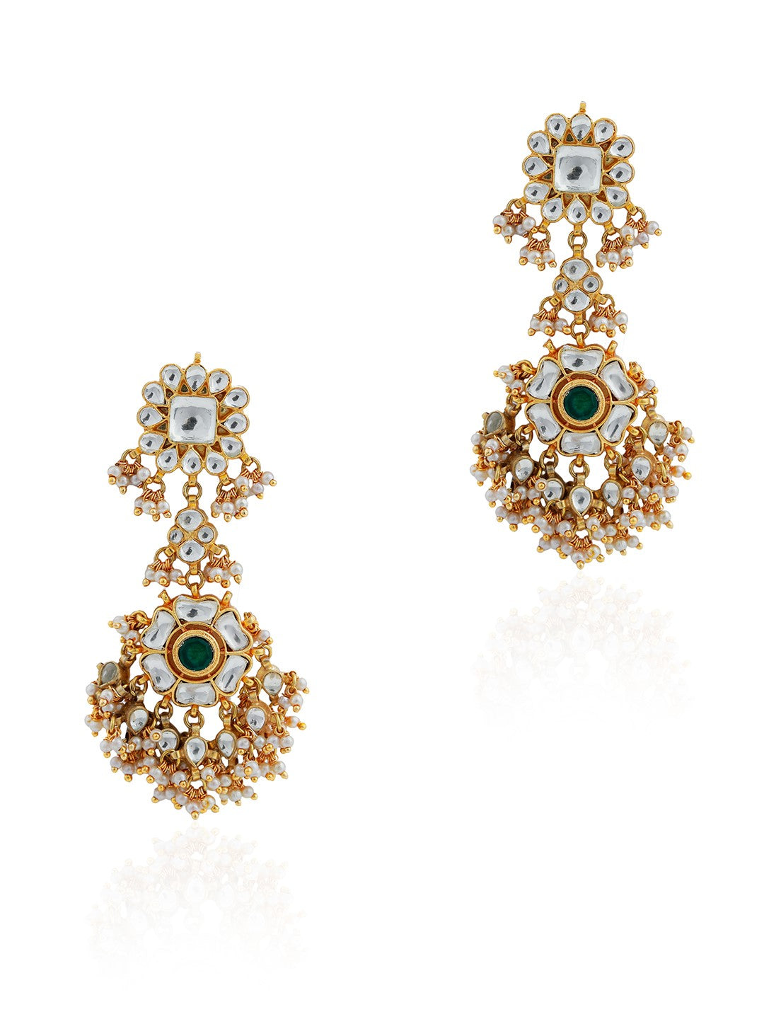 Women gold finish white hangings necklace set