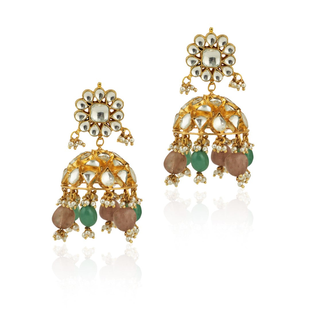Pastel Colour Gold Plated Jhumka