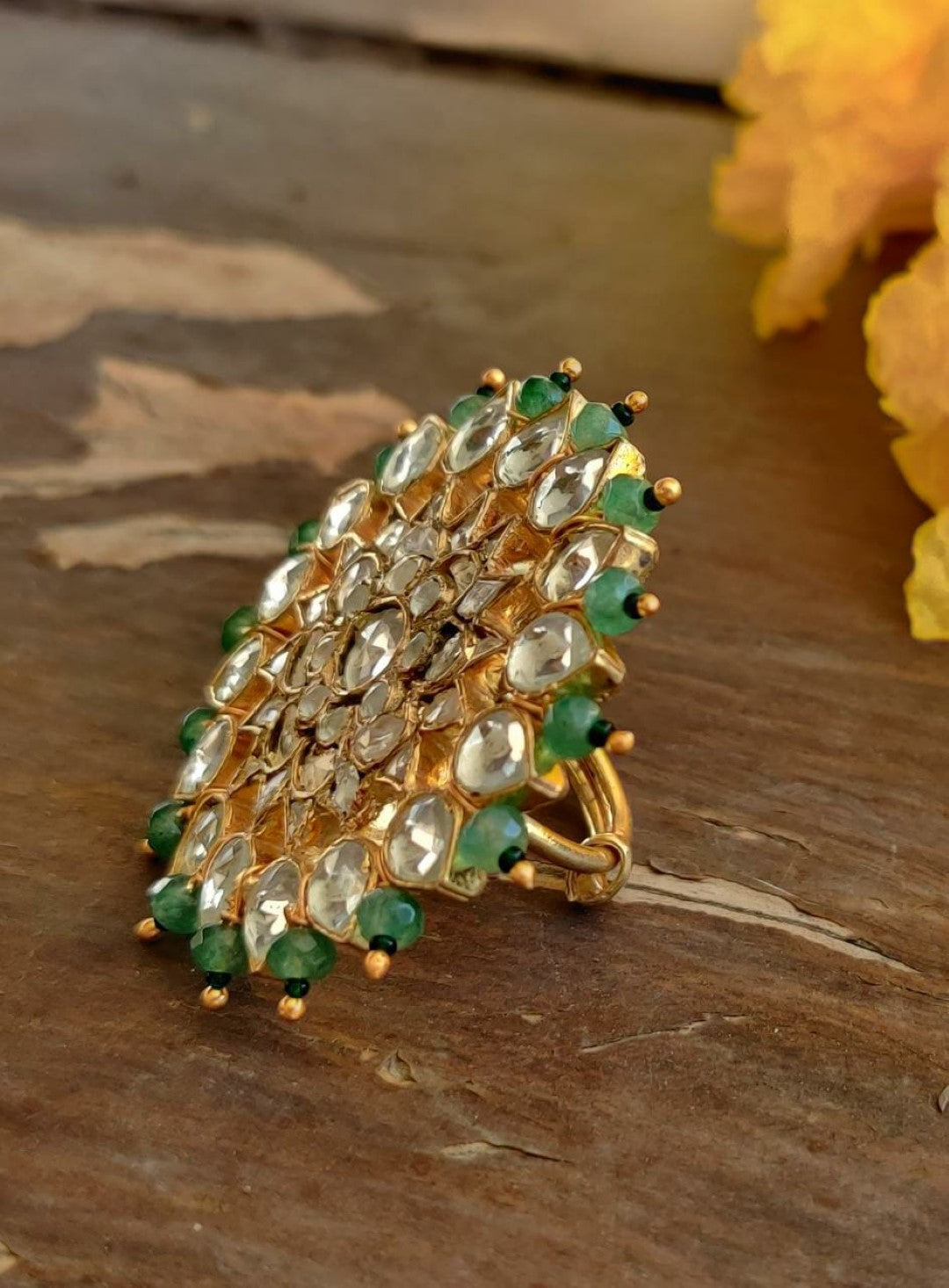 Sea Green Gold Plated Ring