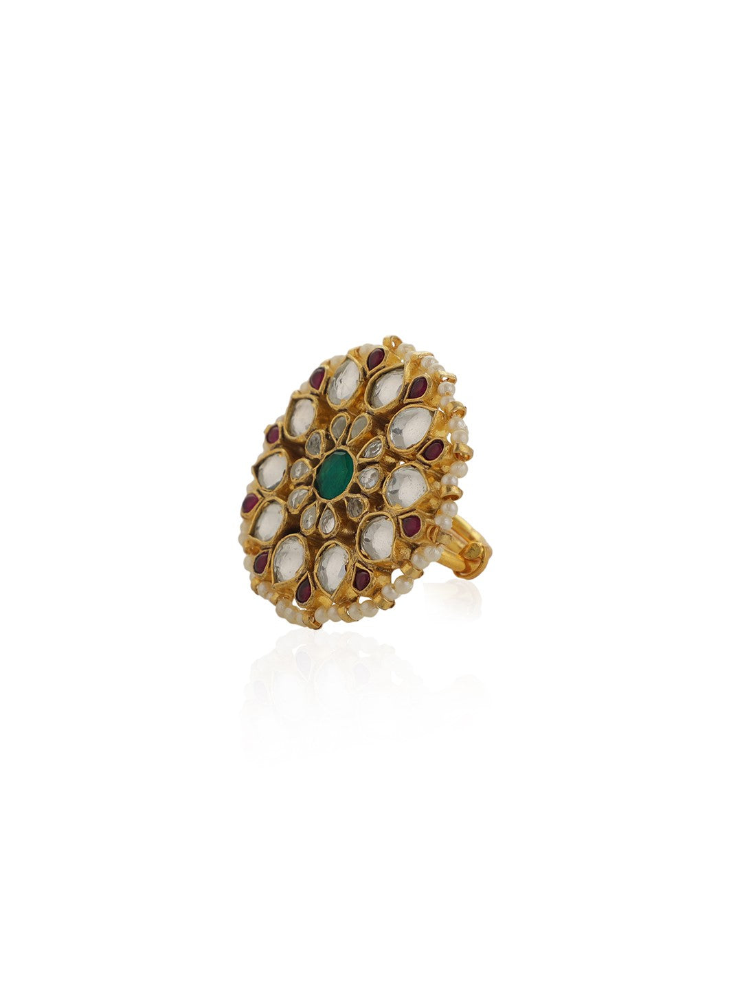 Multicolour gold plated ring