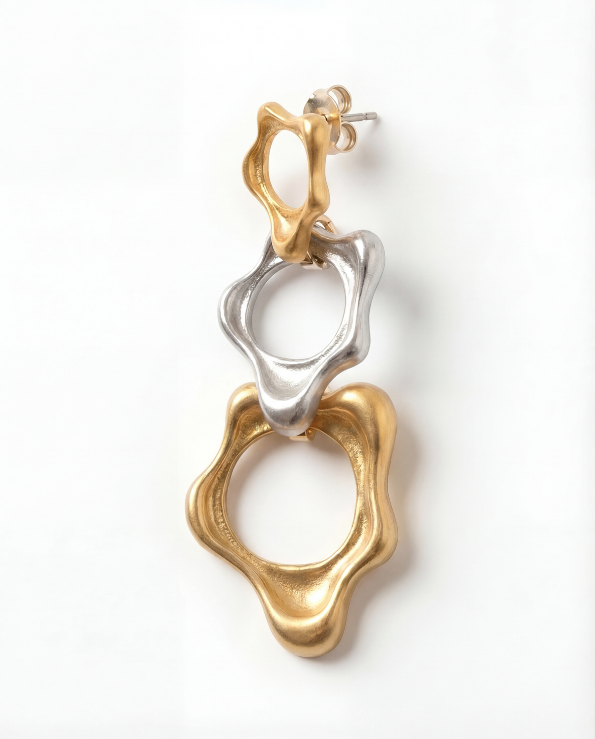 Fluid trio earring (dual tone)