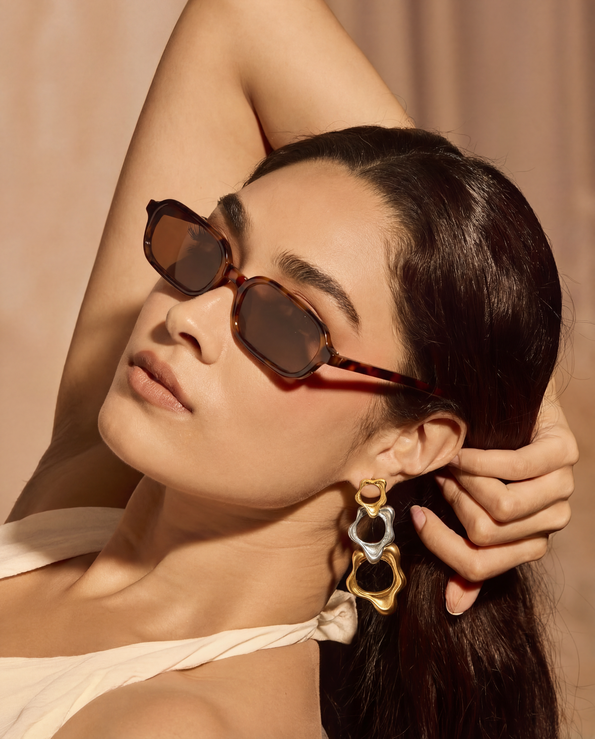 Fluid trio earring (dual tone)