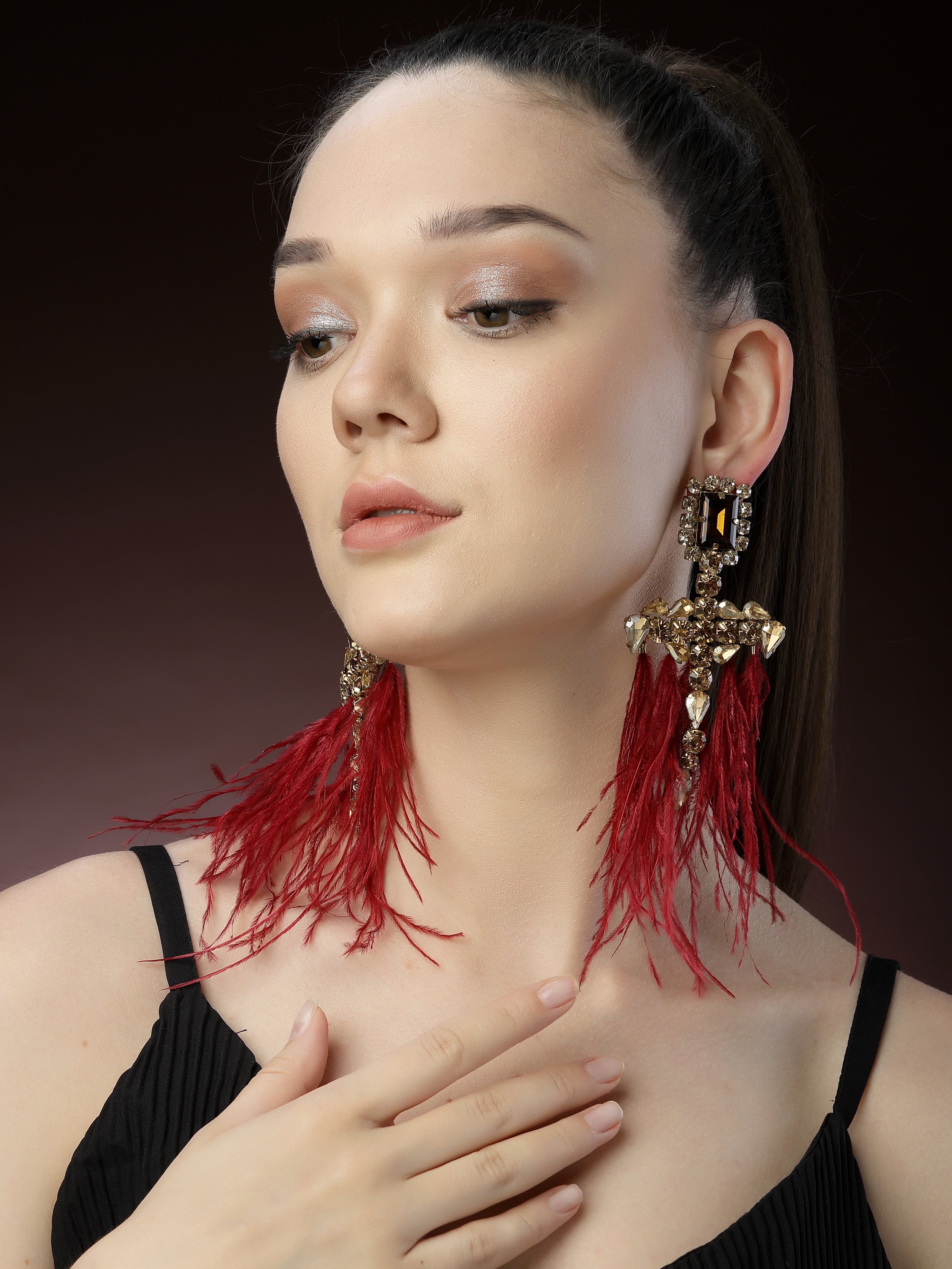 Navy Blue Feather Earrings 2