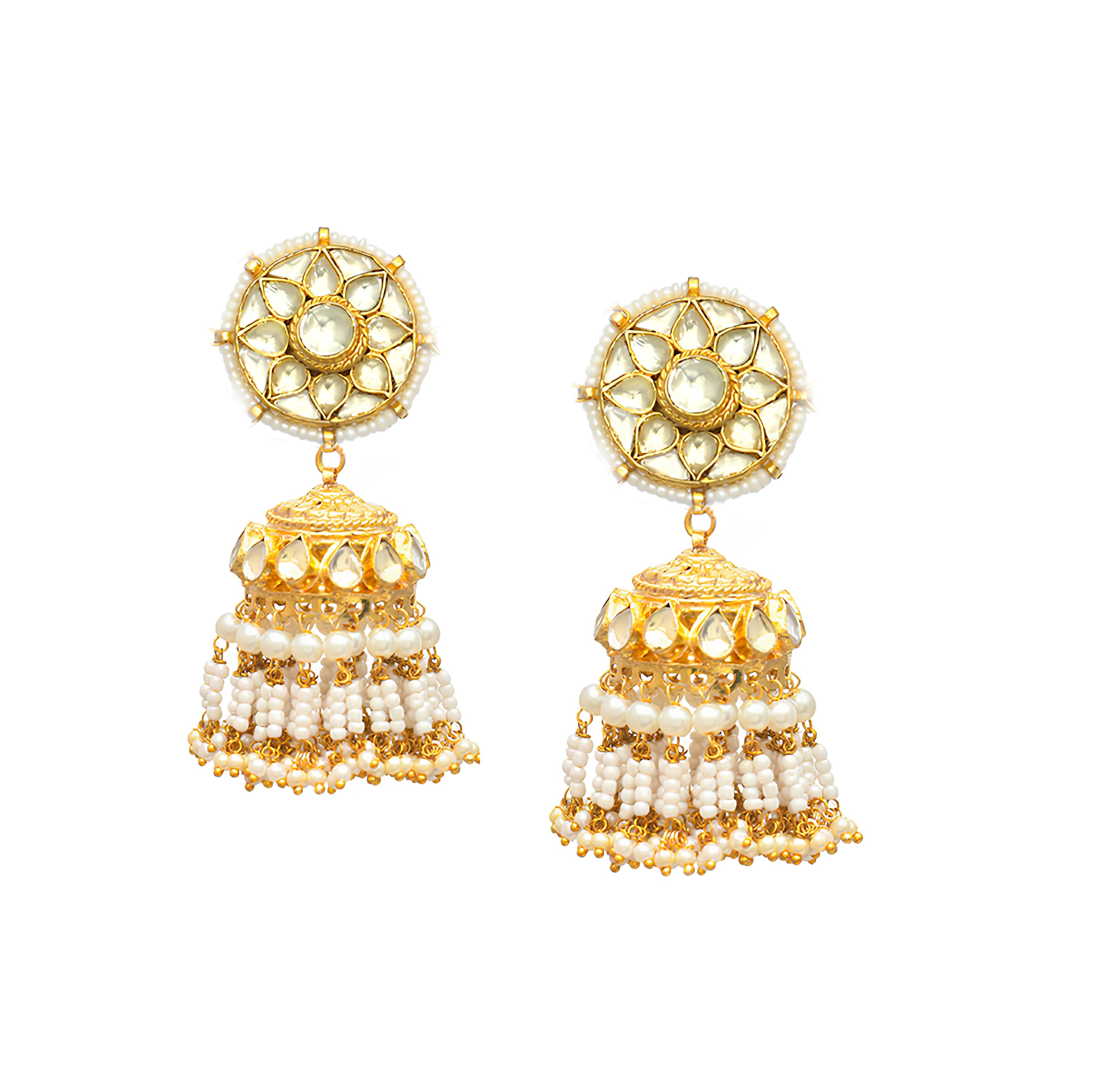 Kundan Gold Finish Jadau Jhumki