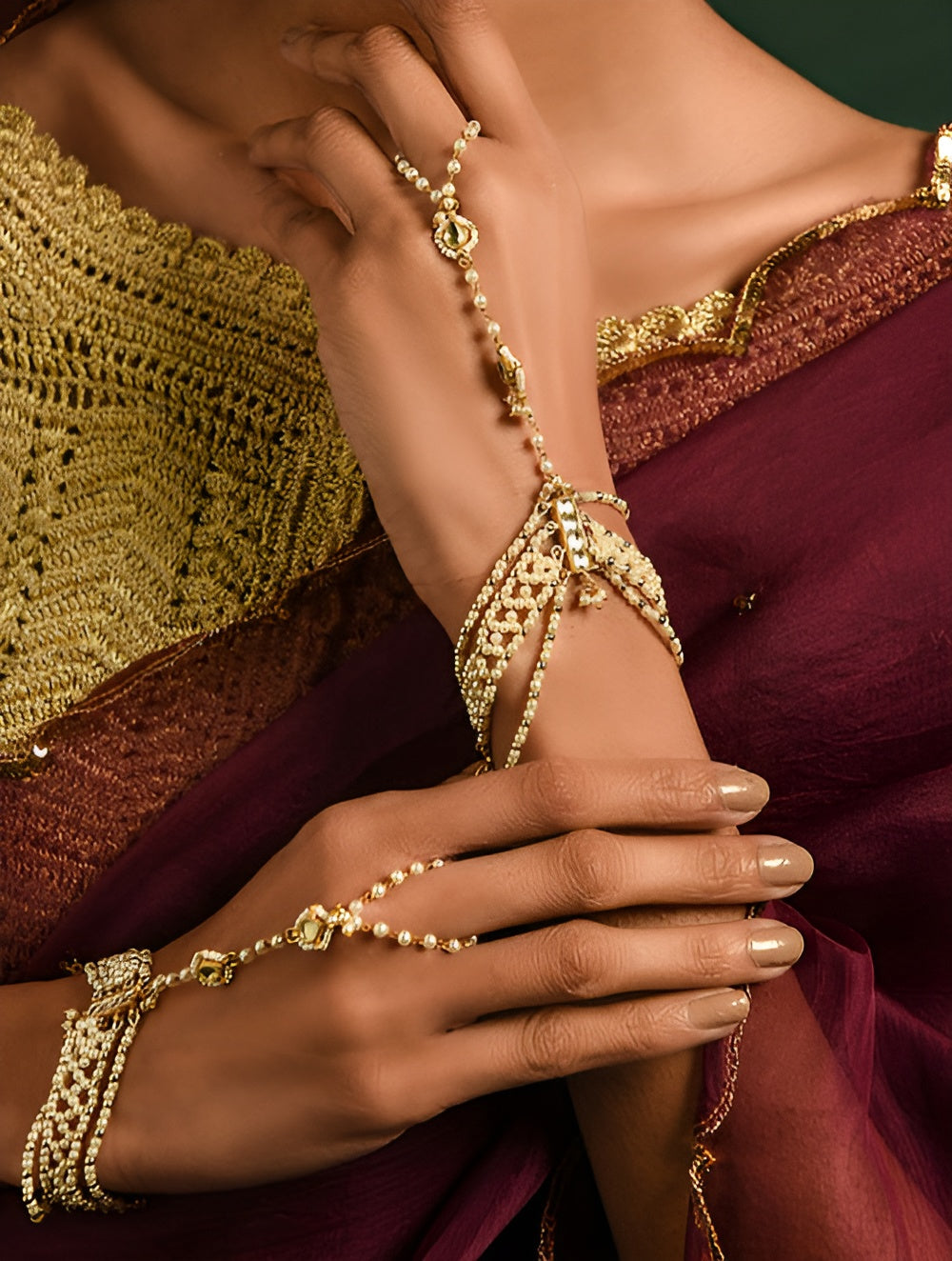 Kundan Jadau Haath Phool 1