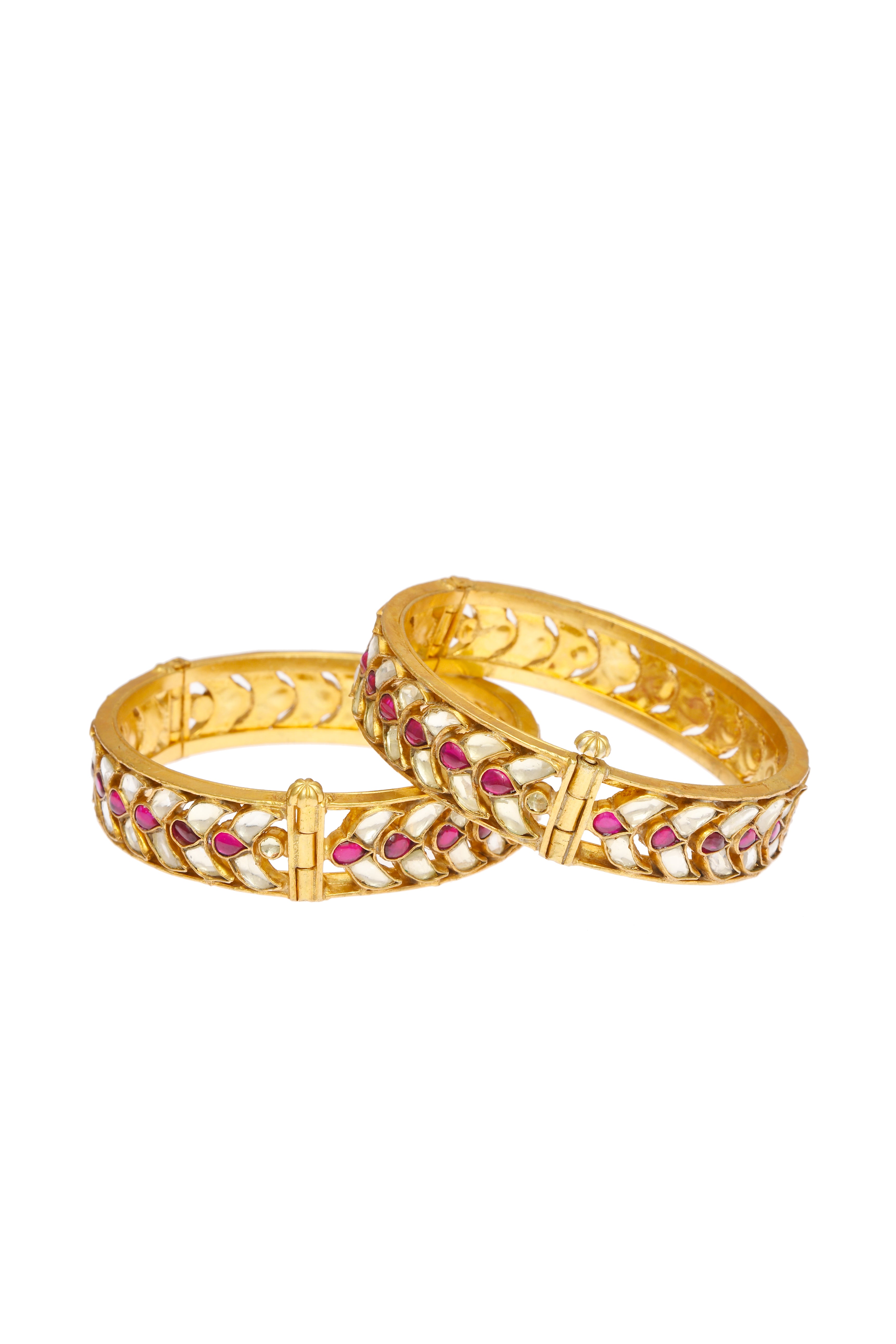 Ruby Jadau Bangles Set (@.4'')